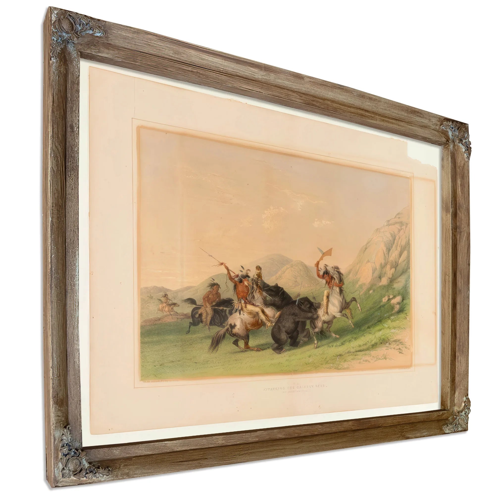 Attacking The Grizzly Bear No. 19 By George Catlin Fine Art Print