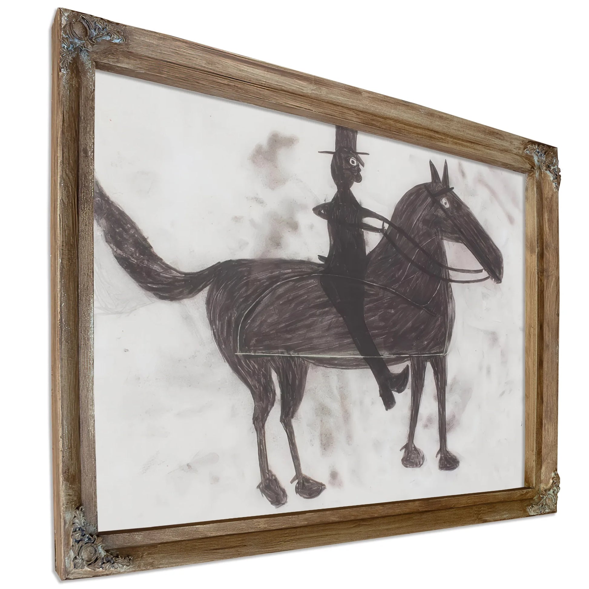 Untitled Horse And A Rider By Bill Traylor Fine Art Print