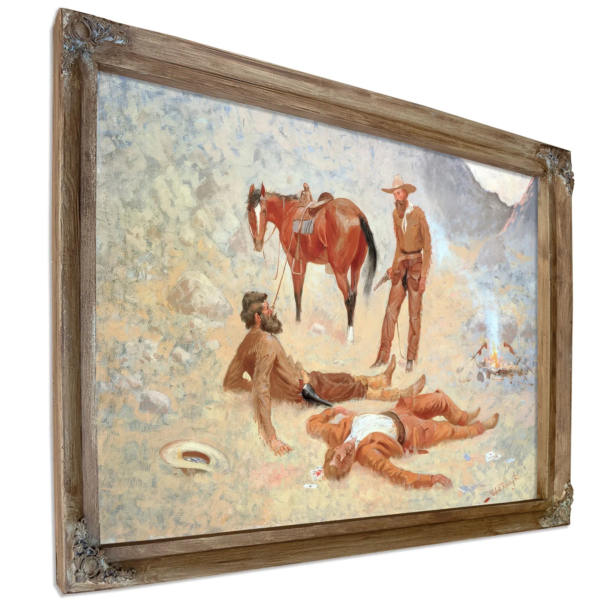 He Lay Where He Had Been Jerked Still As A Log by Frederic Remington