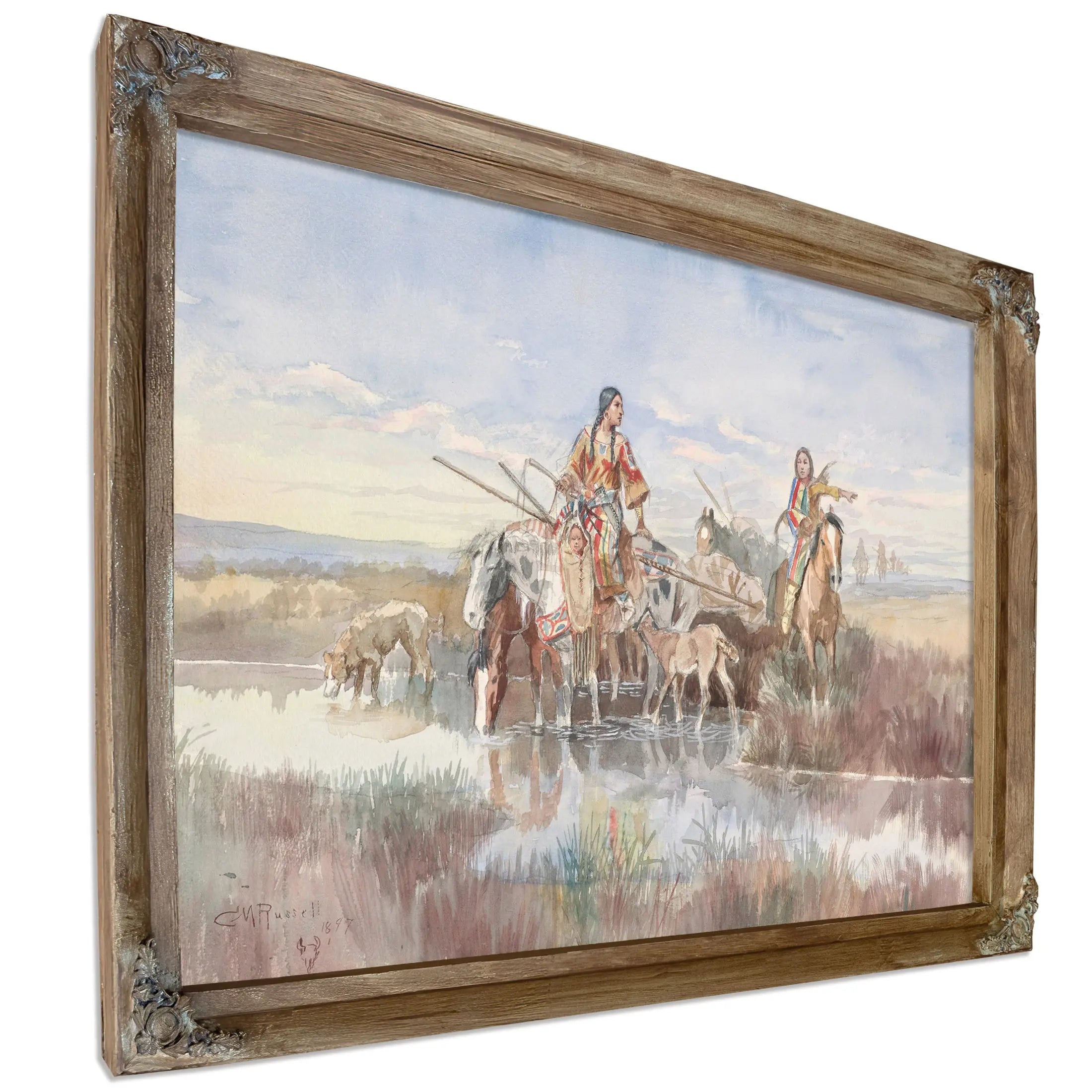 Indian Family With Travois by Charles Marion Russell
