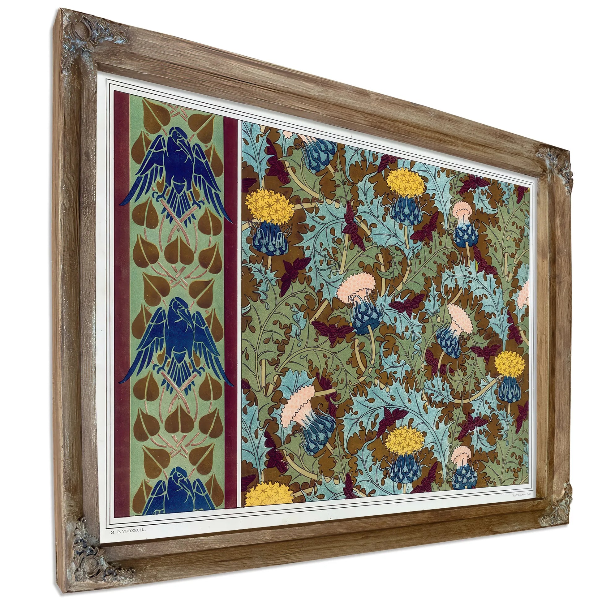 Corbeaux Bordure Au Pochoir Cigales Et Chardons Etoffe Imprimee by Maurice Pillard Verneuil Fine Art Print