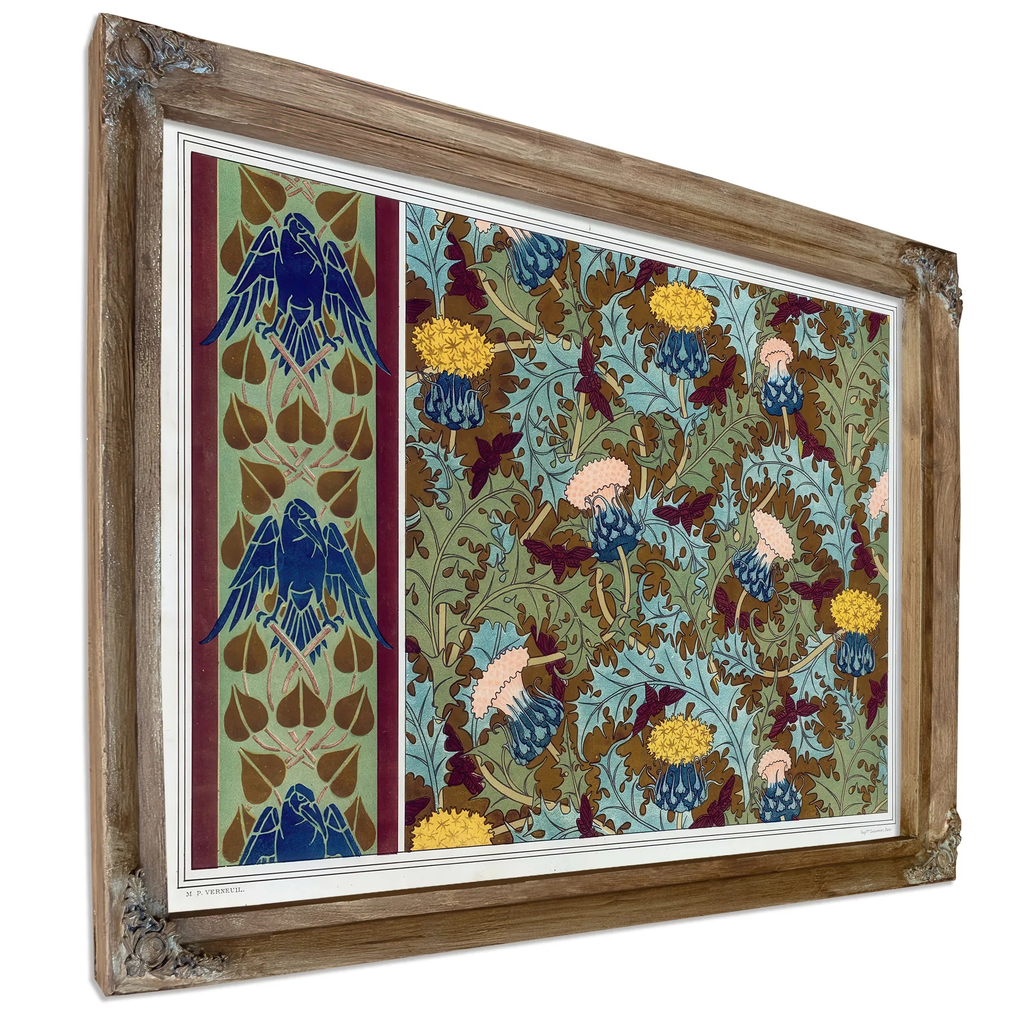 Corbeaux Bordure Au Pochoir Cigales Et Chardons Etoffe Imprimee by Maurice Pillard Verneuil Fine Art Print