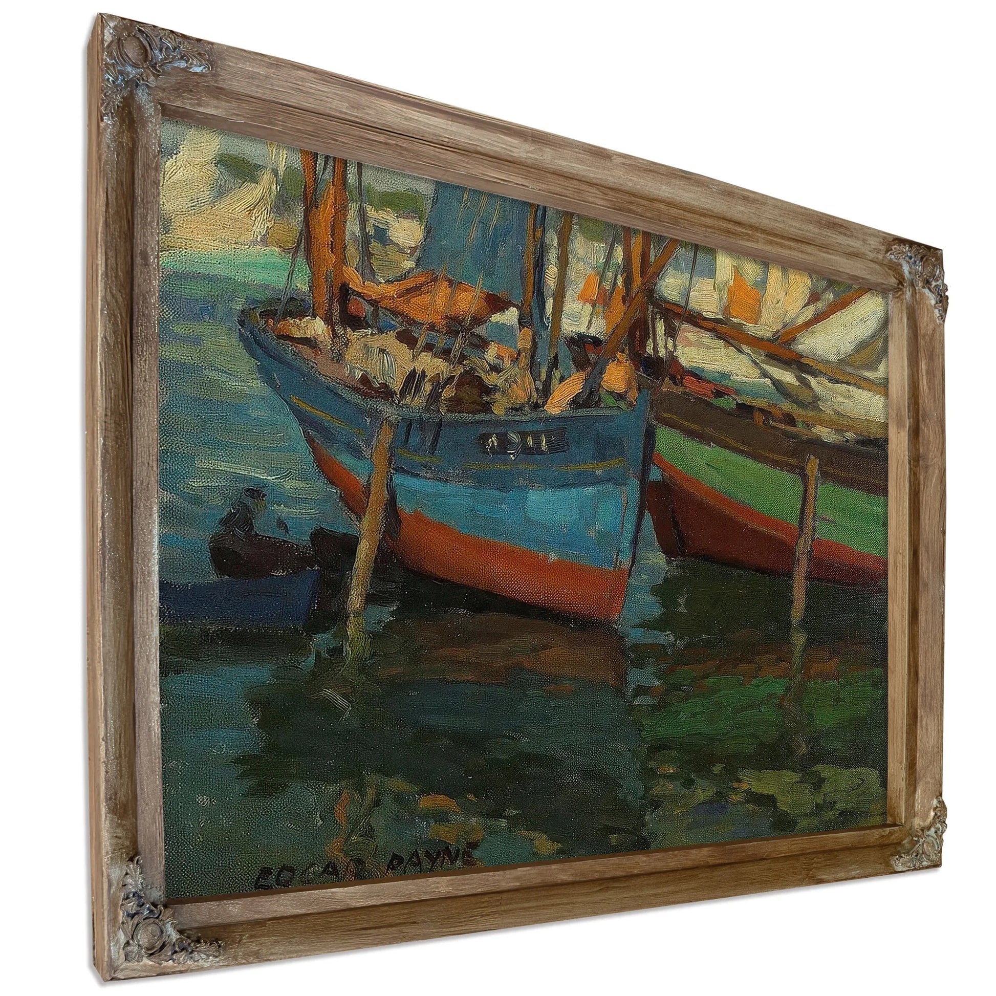 Two Boats In A Harbor By Edgar Payne Fine Art Print