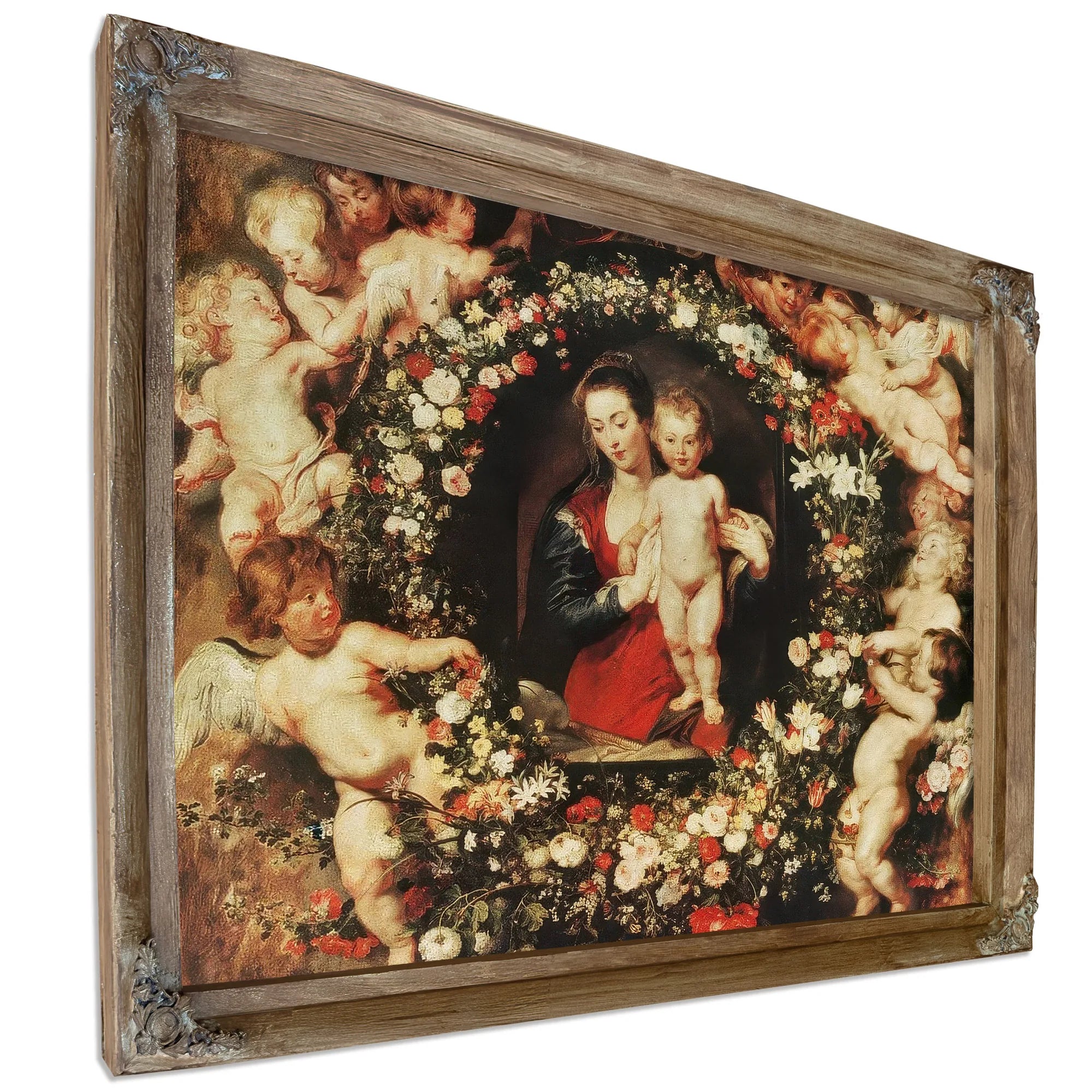 Virgin With A Garland Of Flowers By Peter Paul Rubens Fine Art Print