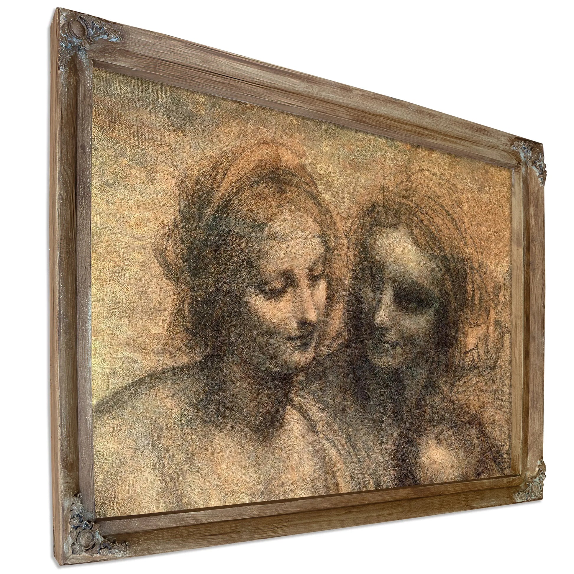 Detail Of The Heads Of The Virgin And St. Anne From The Virgin And Child With Ss. Anne And John The Baptist By Leonardo Da Vinci Fine Art Print