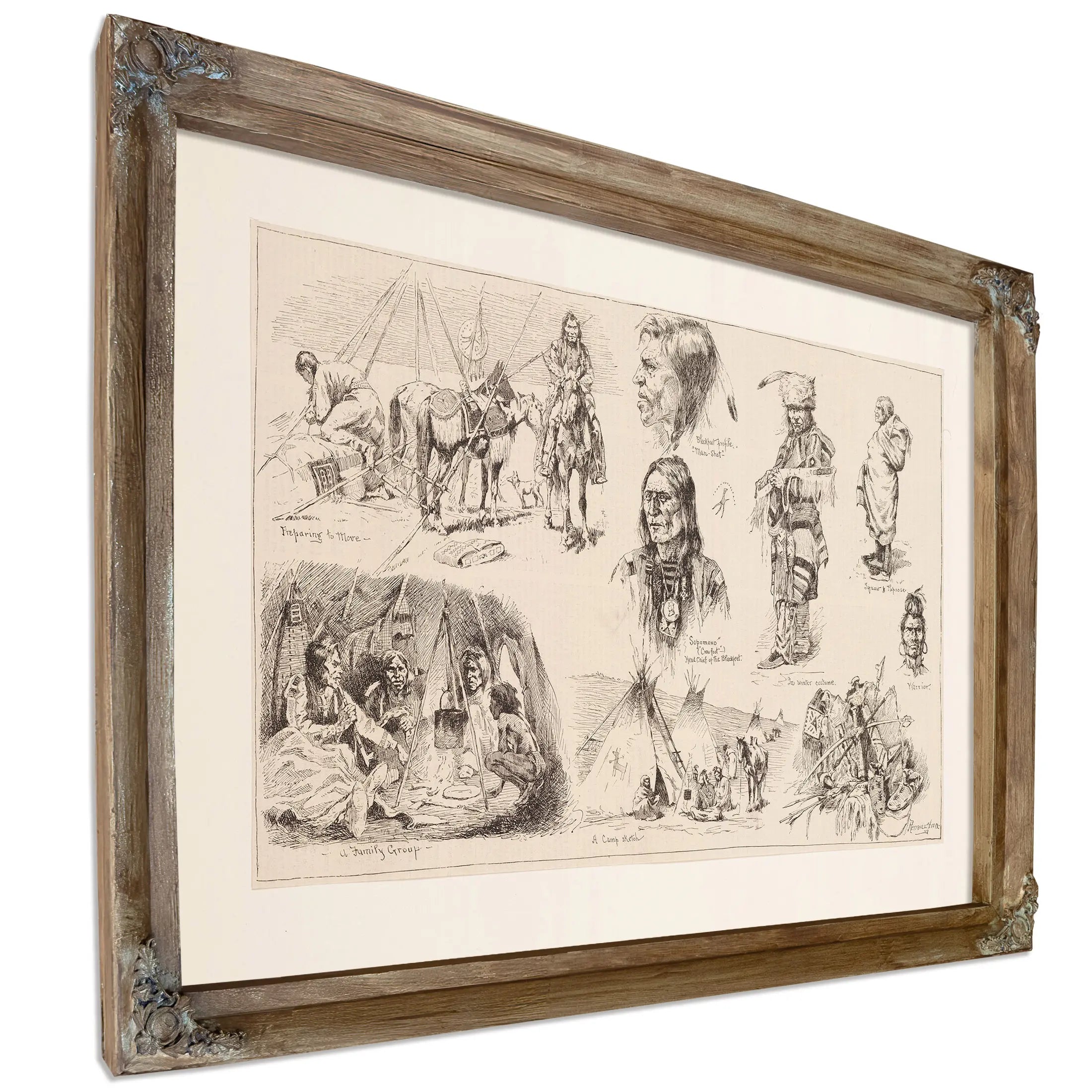 In The Lodges Of The Blackfeet Indians by Frederic Remington
