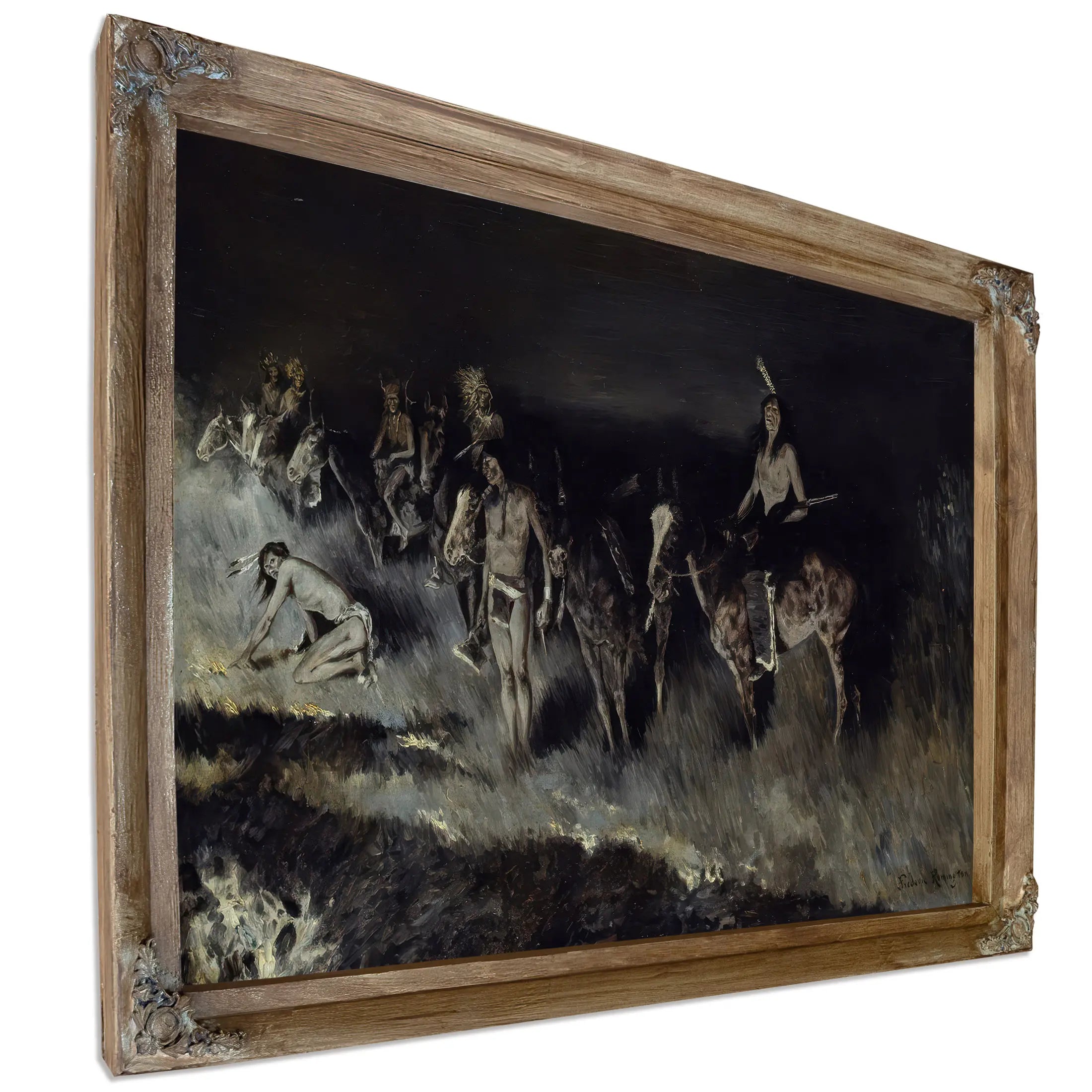 Frederic After Remingtonthe Grass Fire Backfiring by Frederic Remington