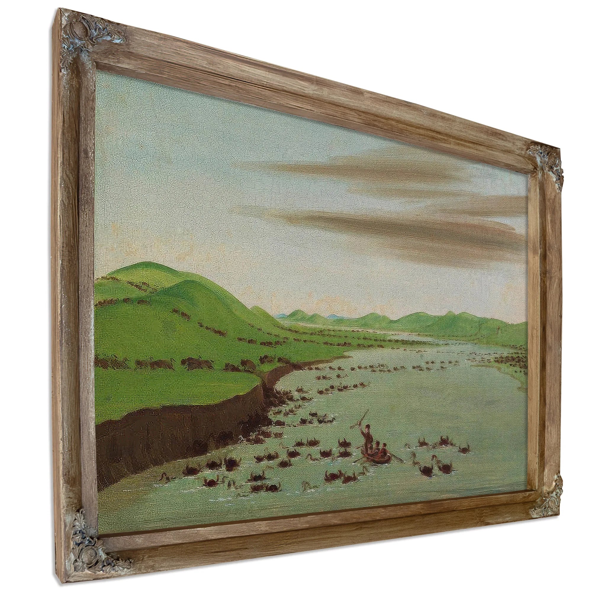 Buffalo Herds Crossing The Upper Missouri By George Catlin Fine Art Print