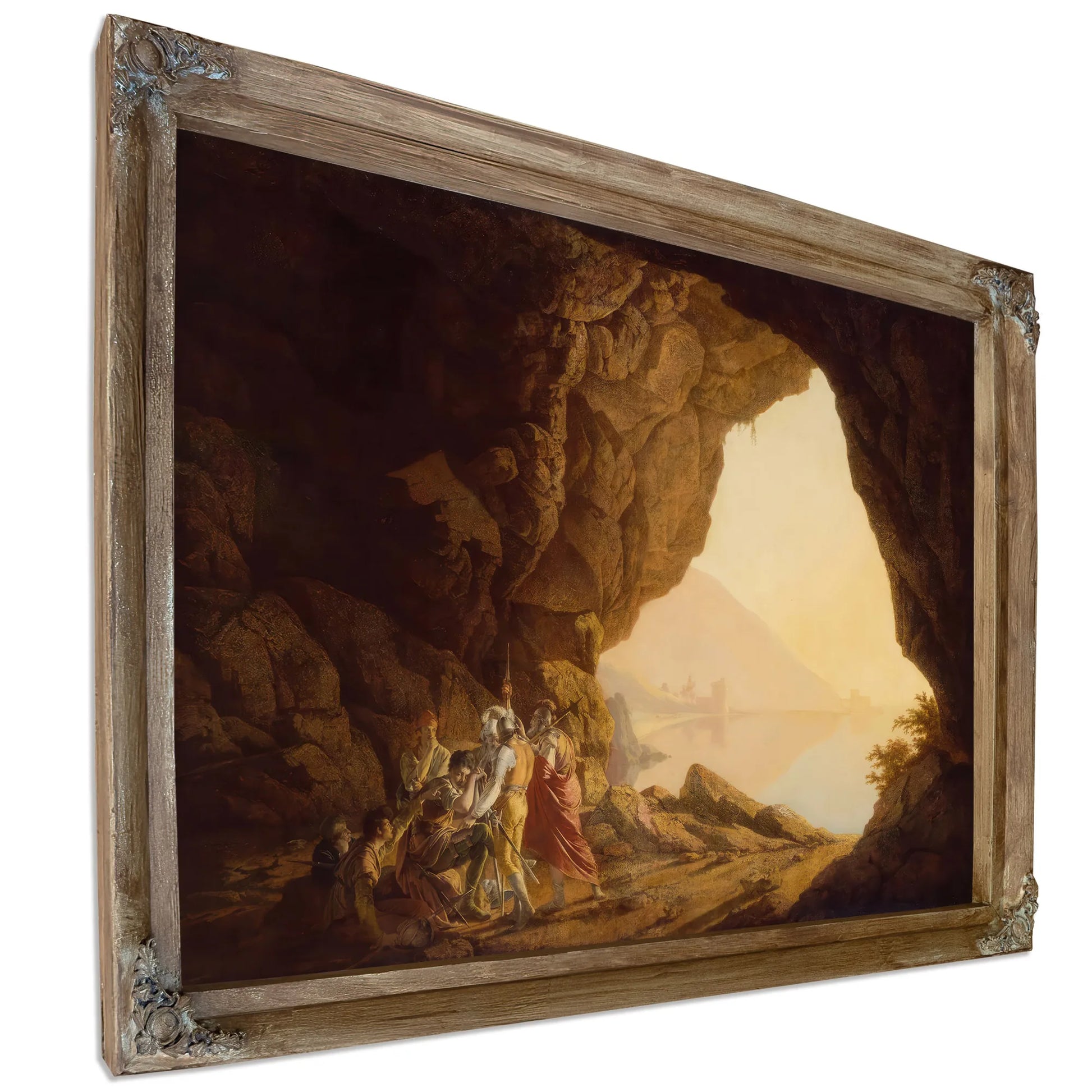 Grotto By The Seaside In The Kingdom Of Naples With Banditti Sunset by Joseph Wright Of Derby Fine Art Print