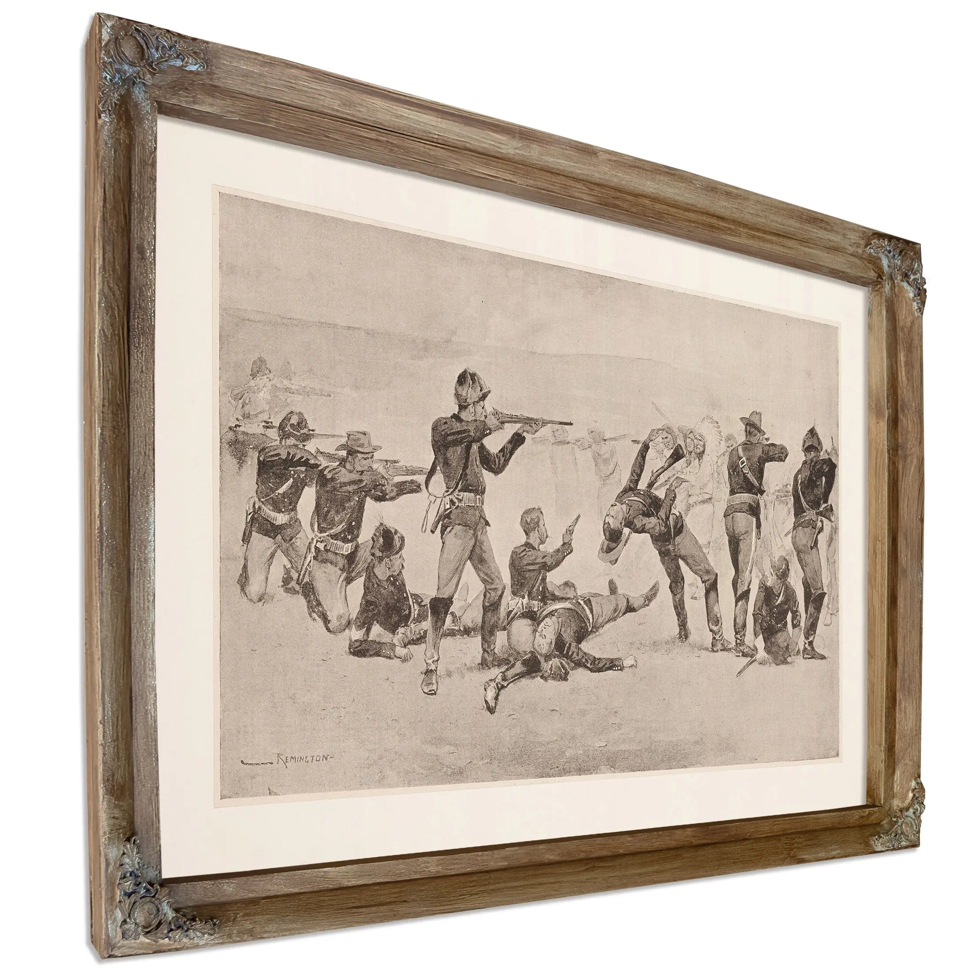 The Opening Of The Fight At Wounded Knee by Frederic Remington