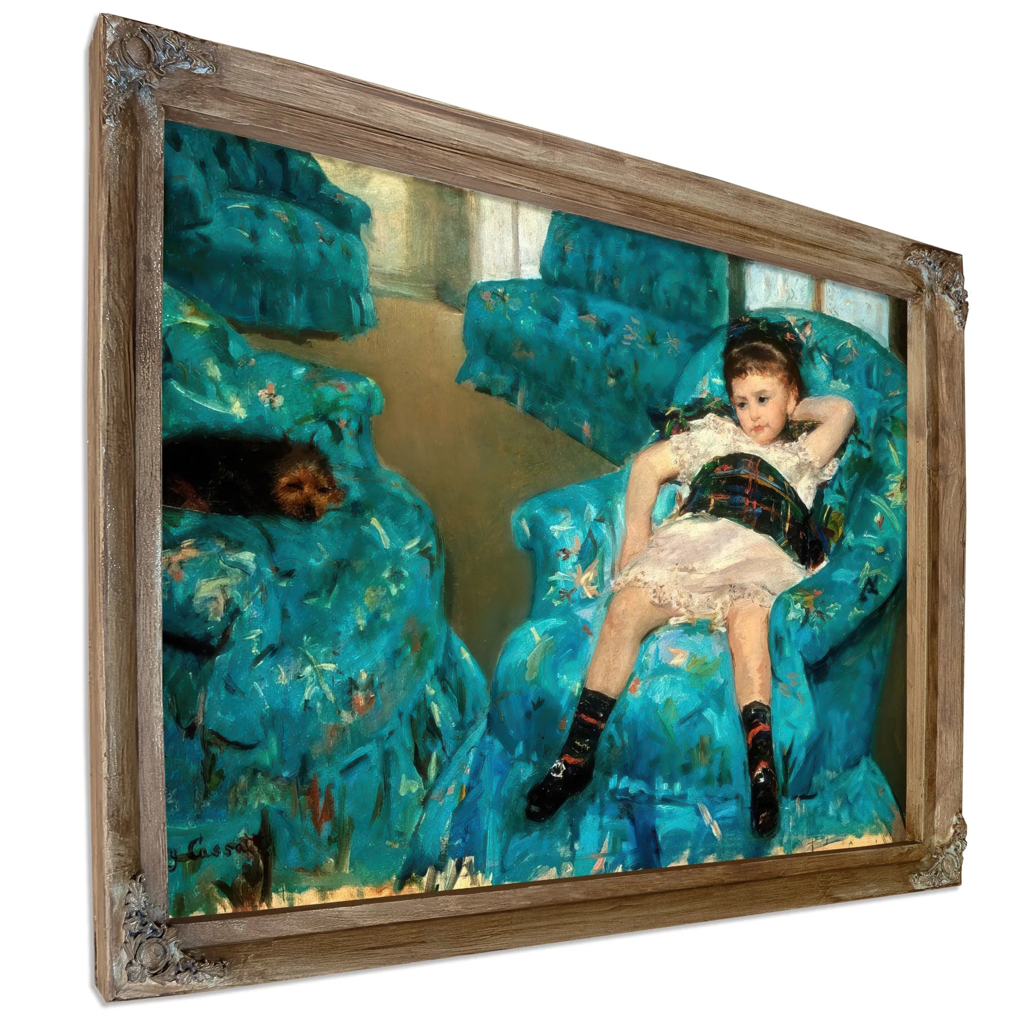 Little Girl In A Blue Armchair By Mary Cassatt Fine Art Print