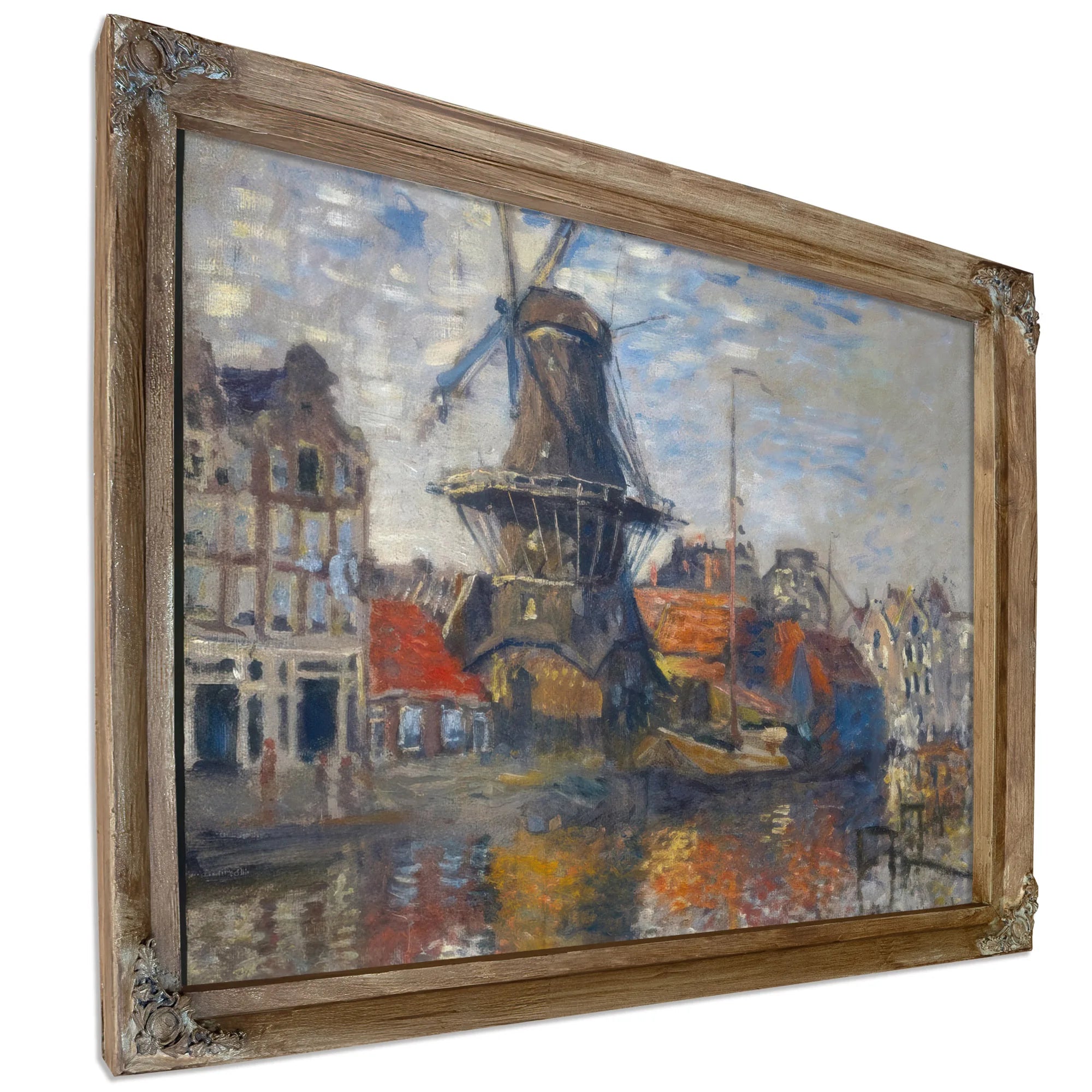 Windmill On Onbekende Canal Amsterdam By Claude Monet Fine Art Print