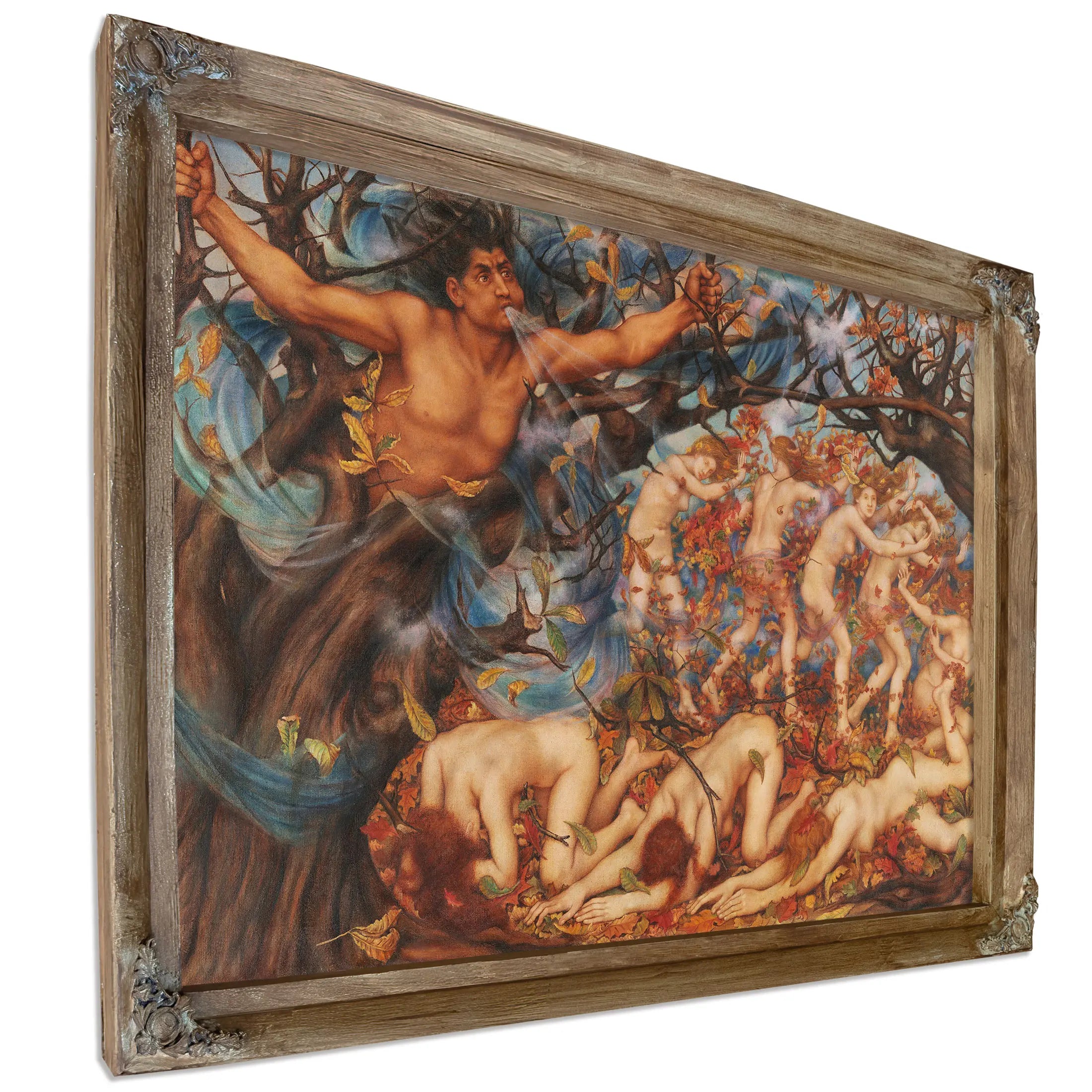 Boreas And The Fallen Leaves by Evelyn De Morgan