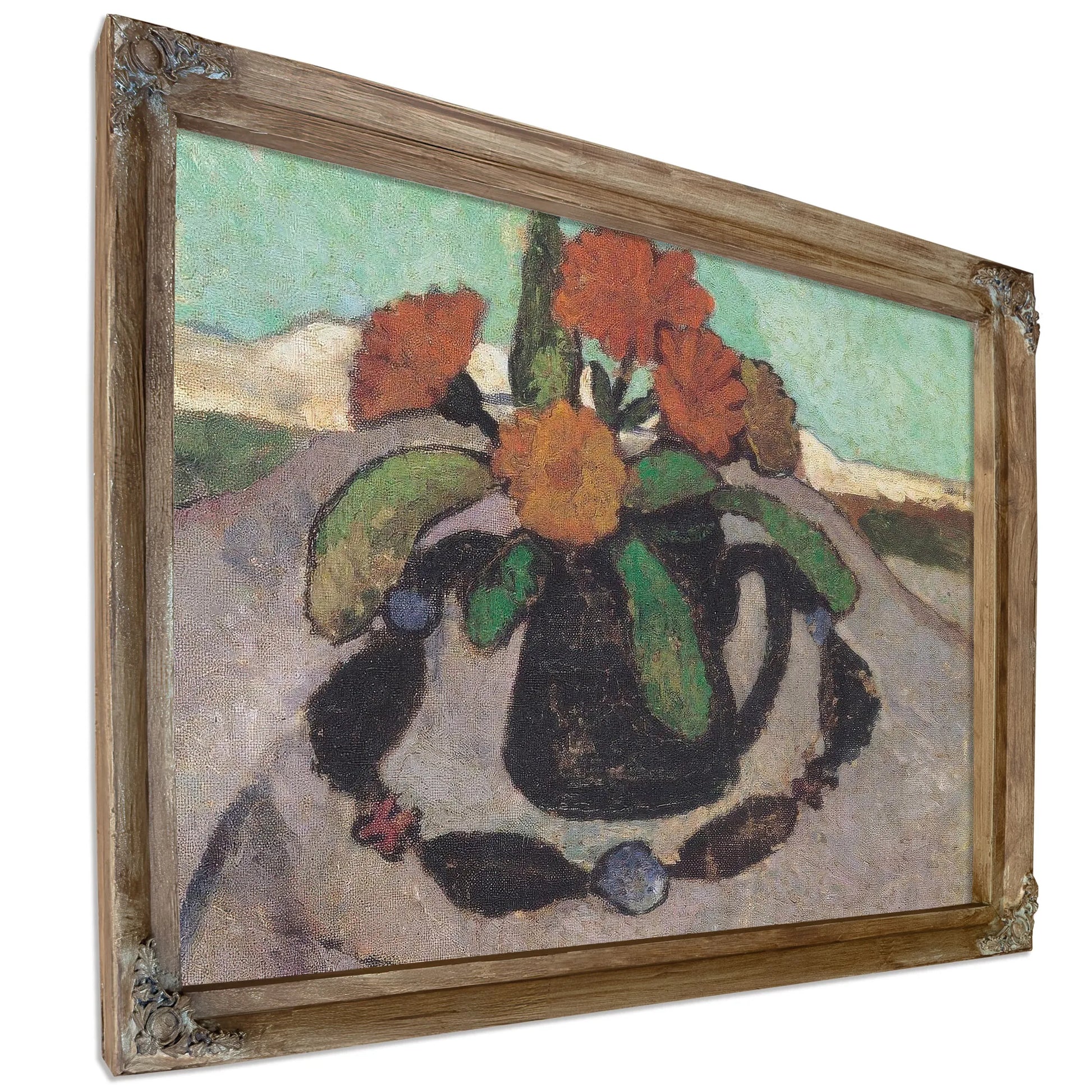 Still Life With Flowers In A Landscape By Paula Modersohn Becker Fine Art Print