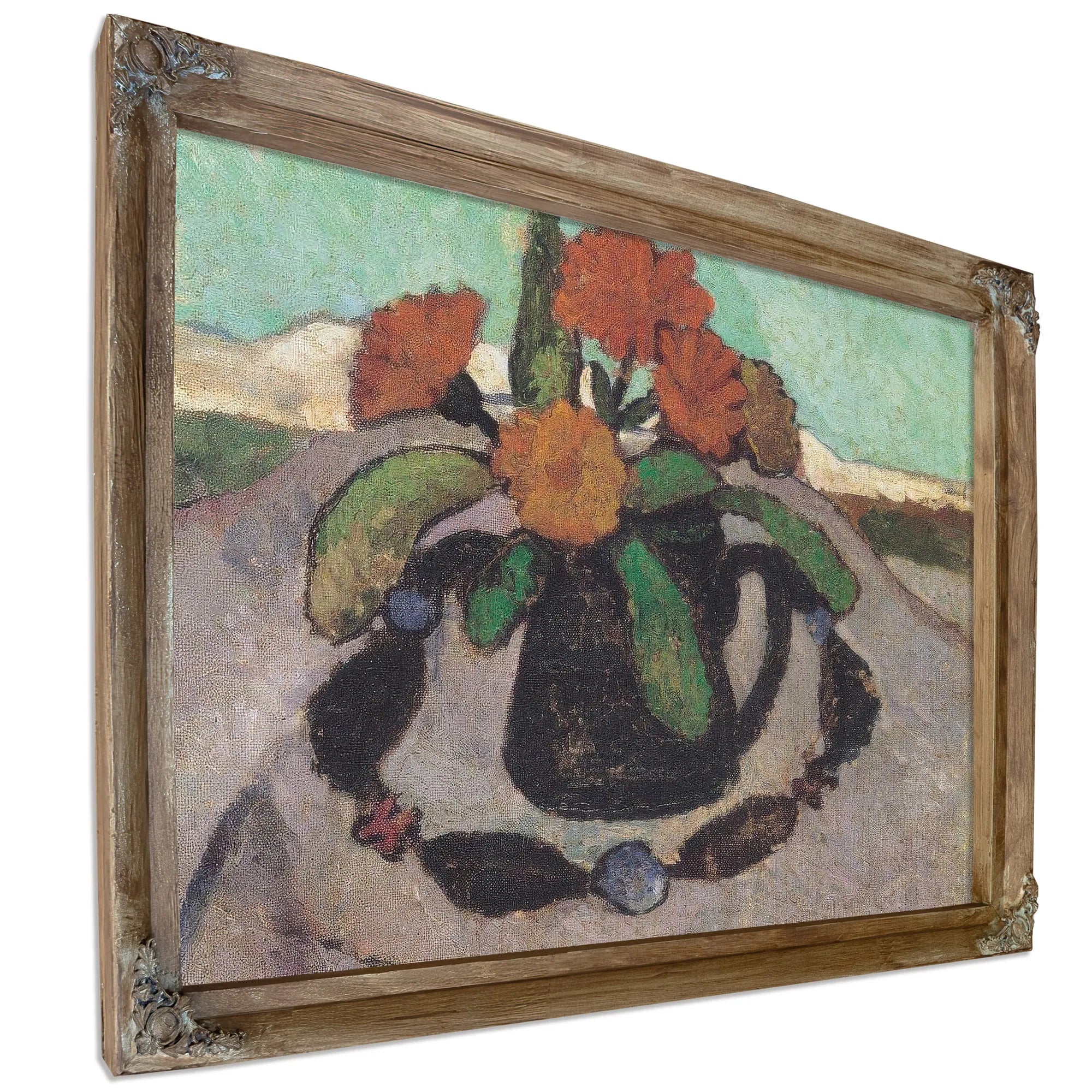 Still Life With Flowers In A Landscape By Paula Modersohn Becker Fine Art Print