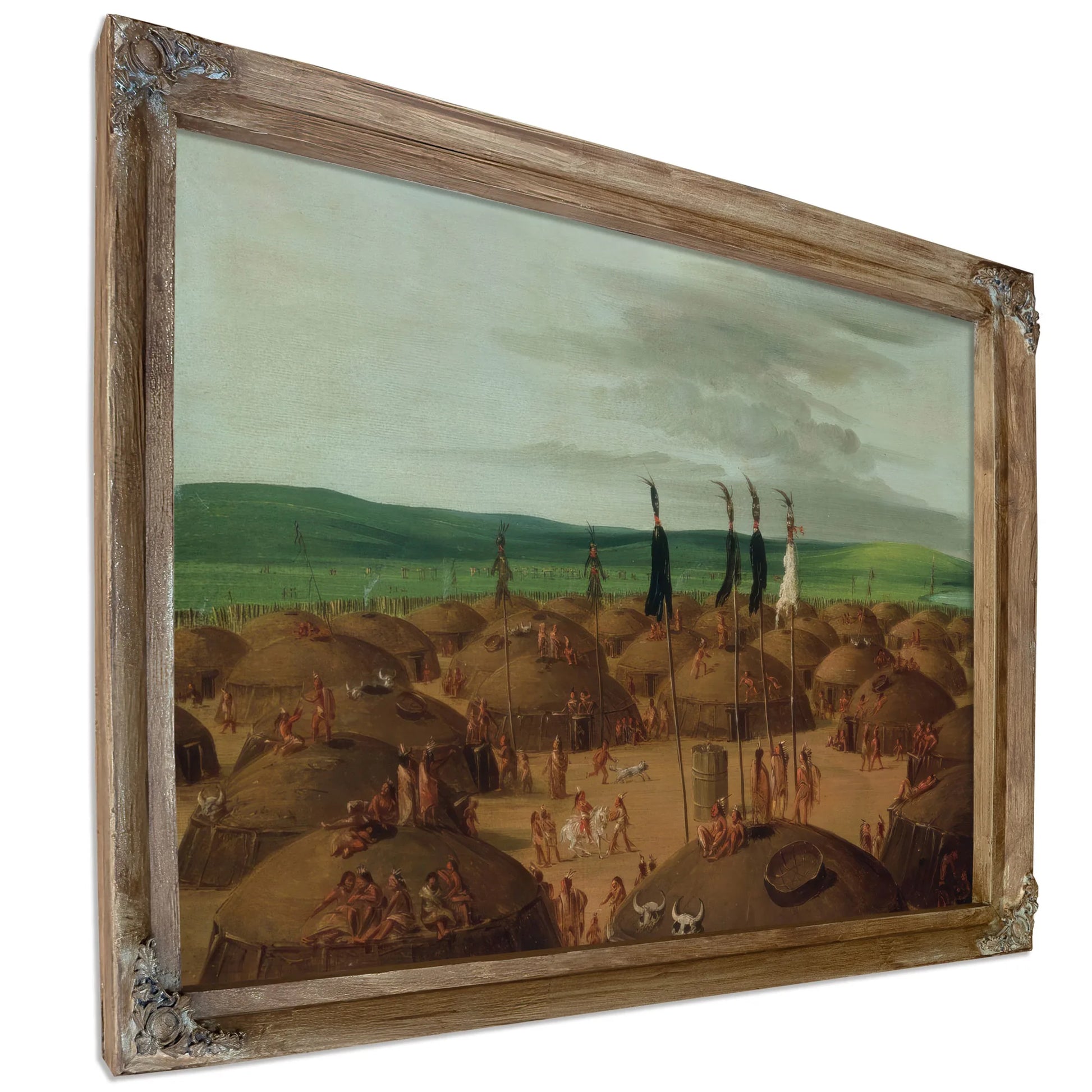 Bird's Eye View Of The Mandan Village, 1800 Miles Above St. Louis By George Catlin Fine Art Print