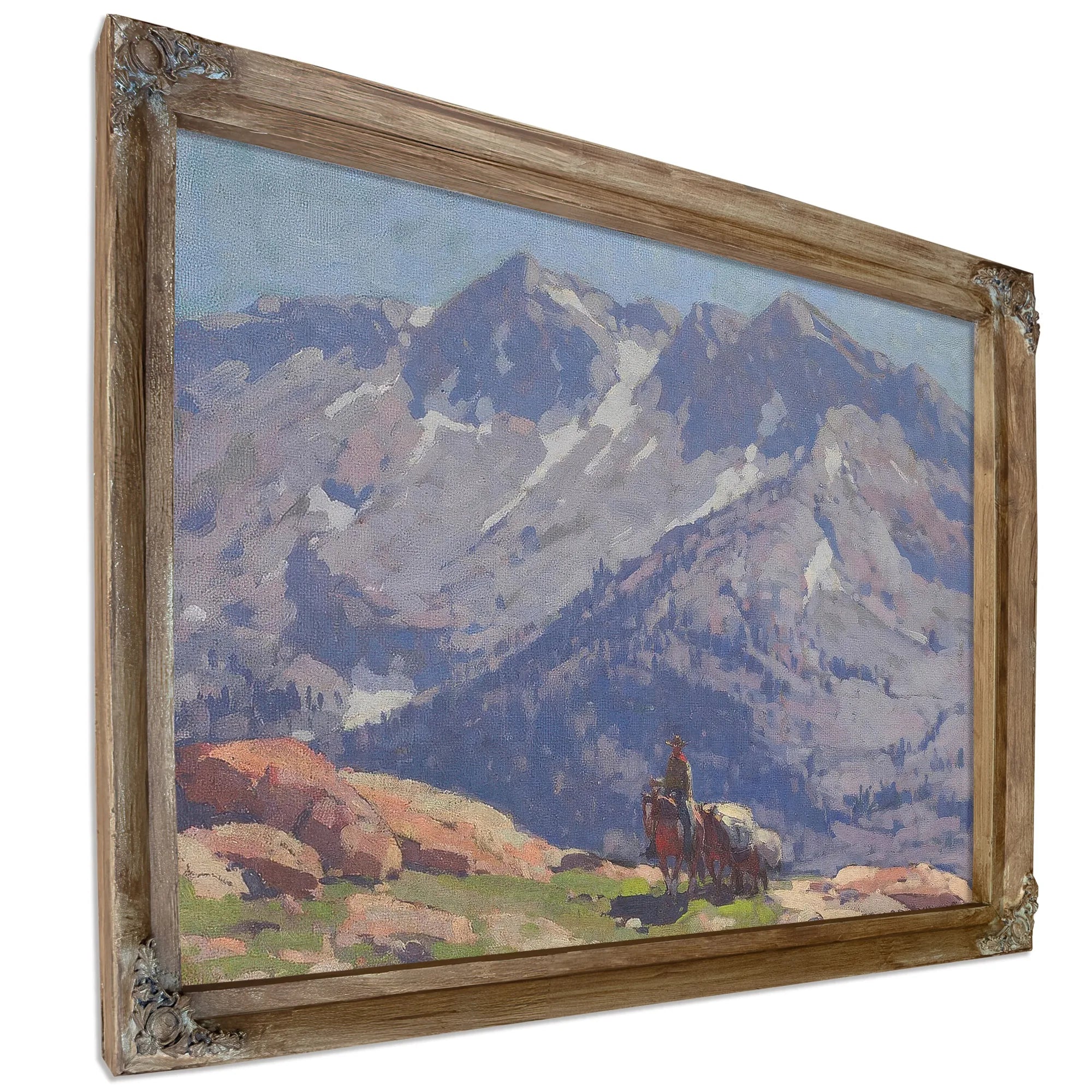 A Rider With Packhorses In The Sierras; A Sierra Lake (Double Sided) By Edgar Payne Fine Art Print