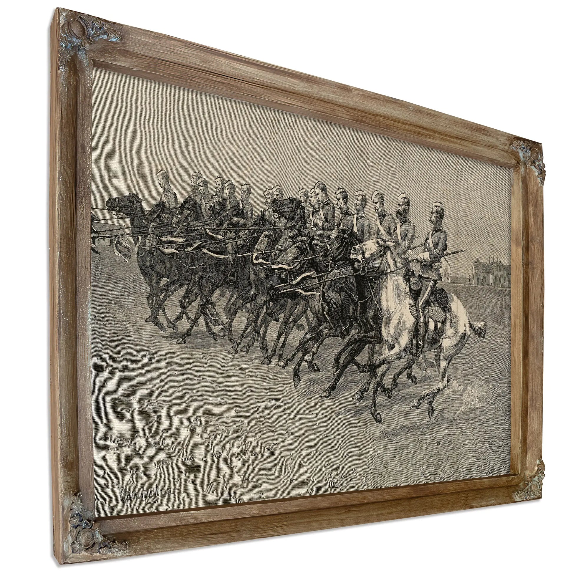The Canadian Mounted Police On A Musical Ride Charge by Frederic Remington