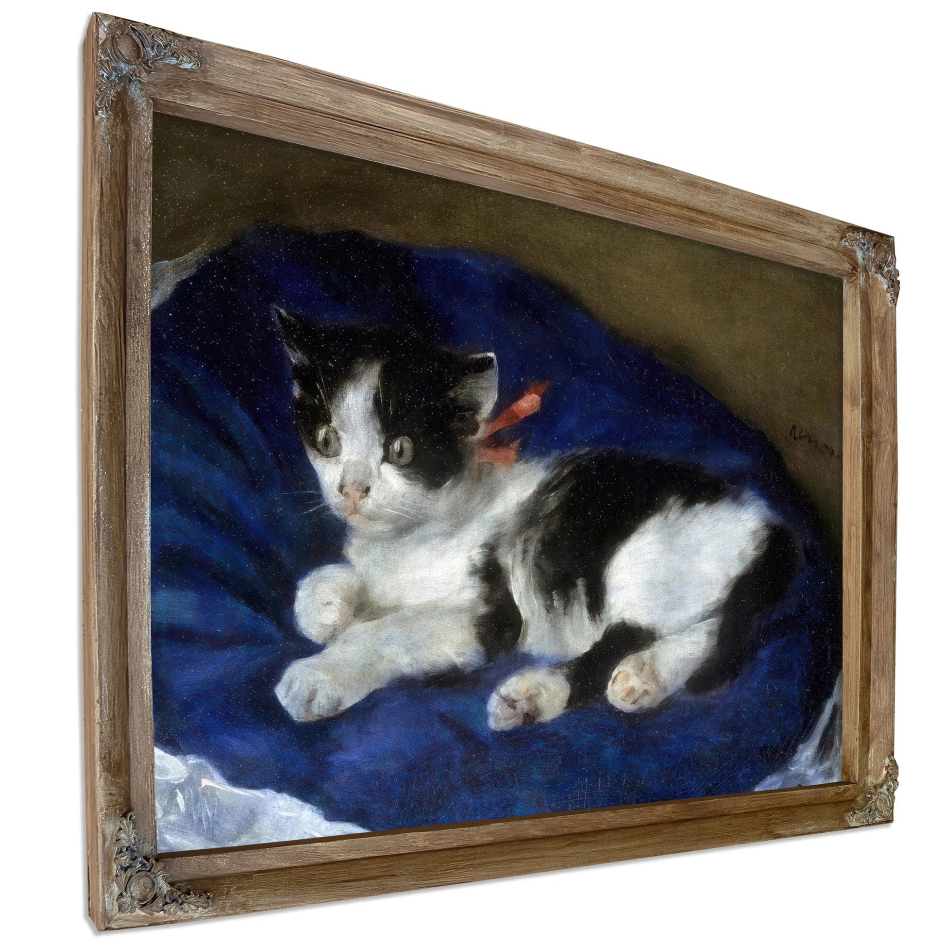 Cat On Blue Cushion By Pierre August Renoir Fine Art Print