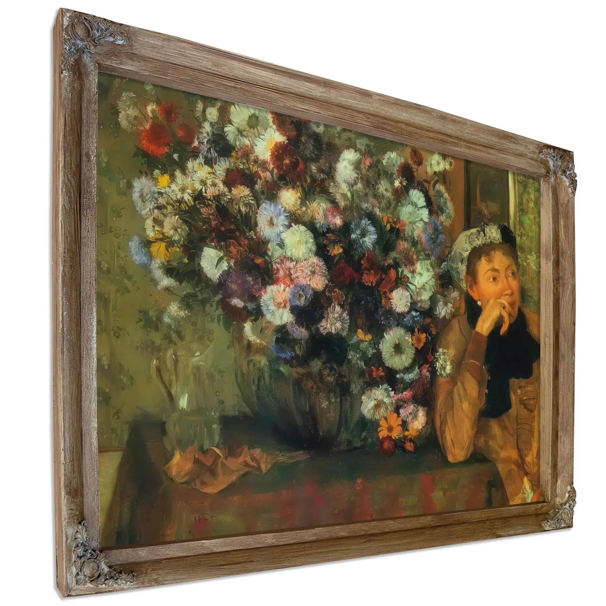 Woman With Chrysanthemums By Edgar Degas Fine Art Print