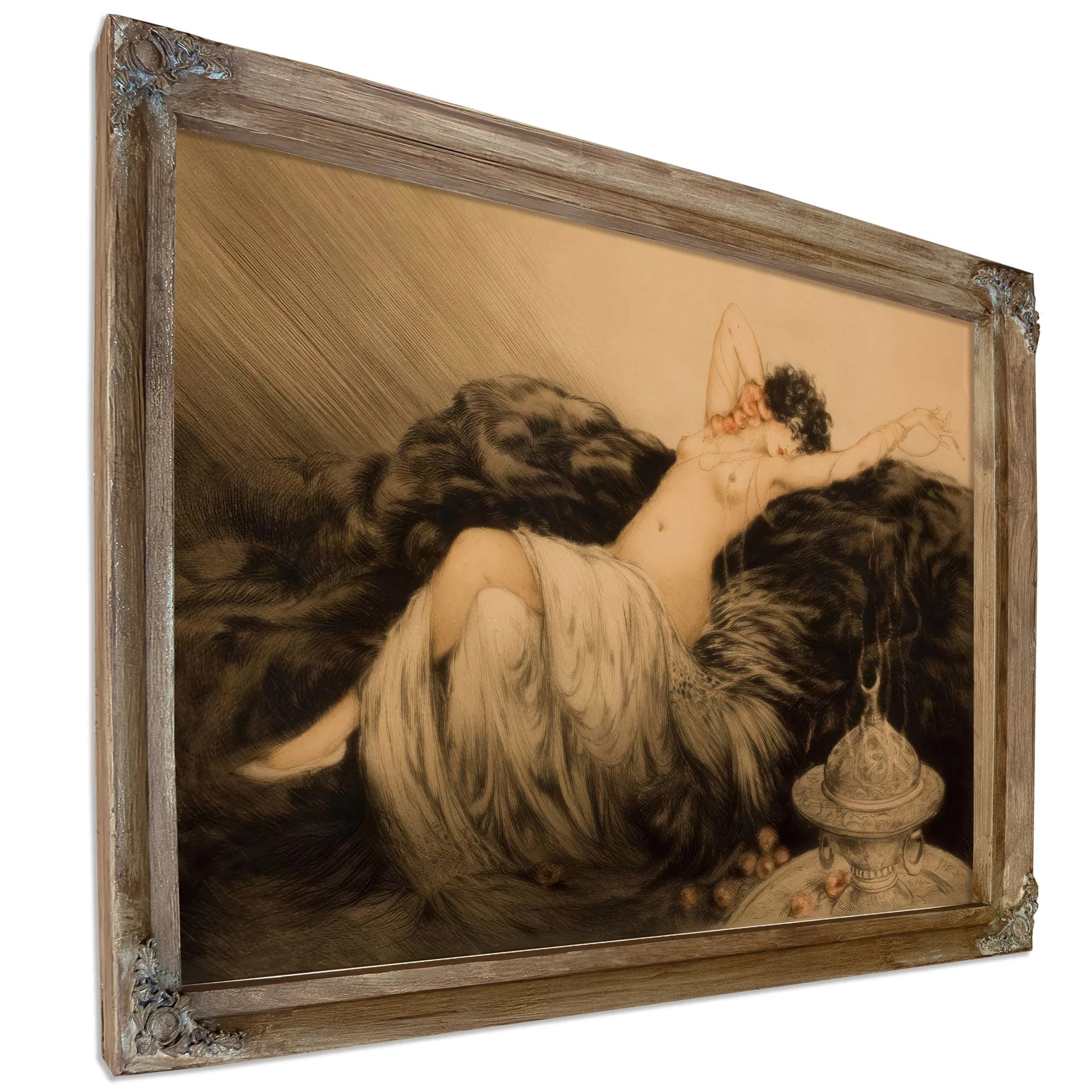 Nude With Black Fur By Louis Icart Fine Art Print