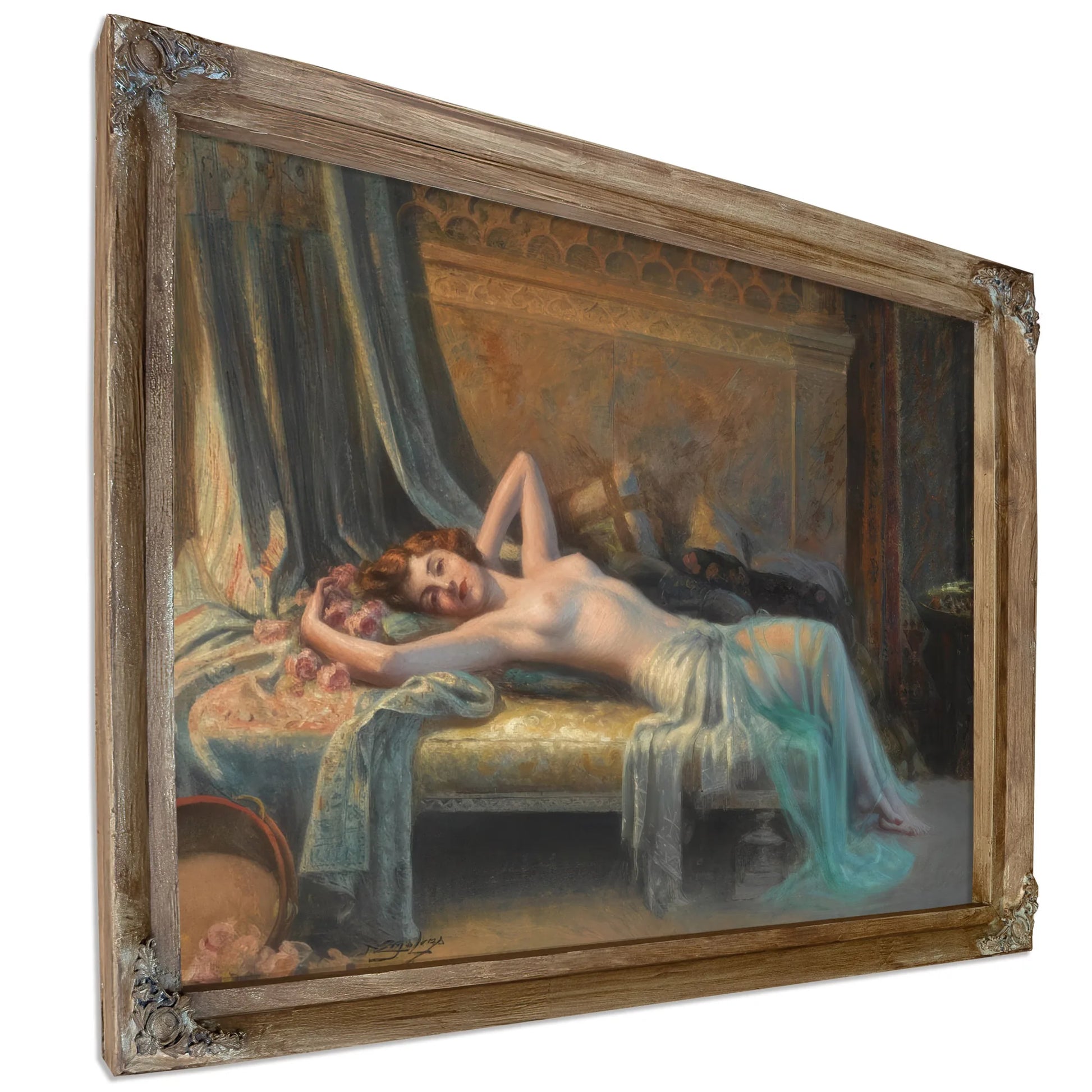 Nu Etendu Au Bouquet De Roses By Enjolras Delphin Fine Art Print