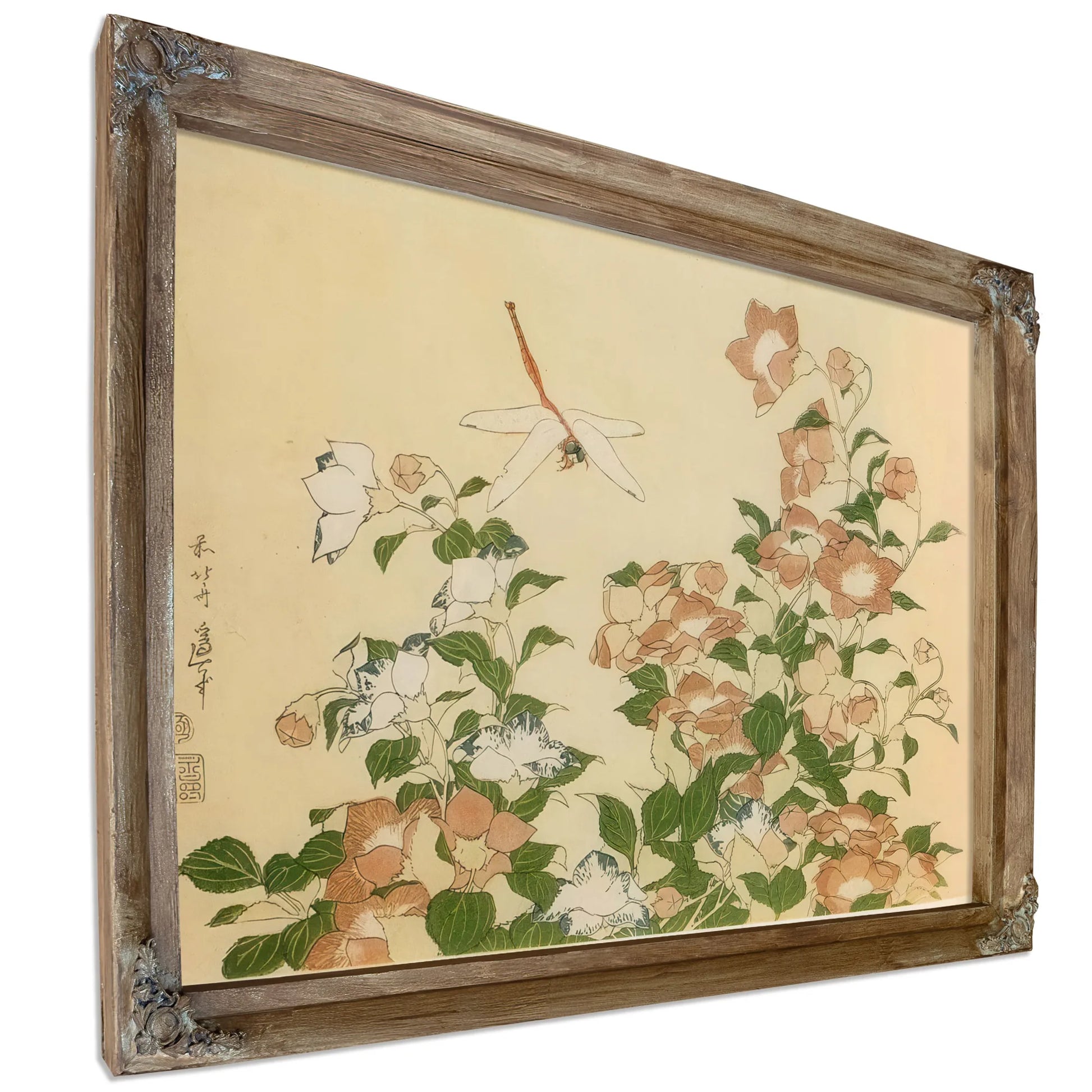 Bell Flower And Dragonfly By Hokusai Fine Art Print