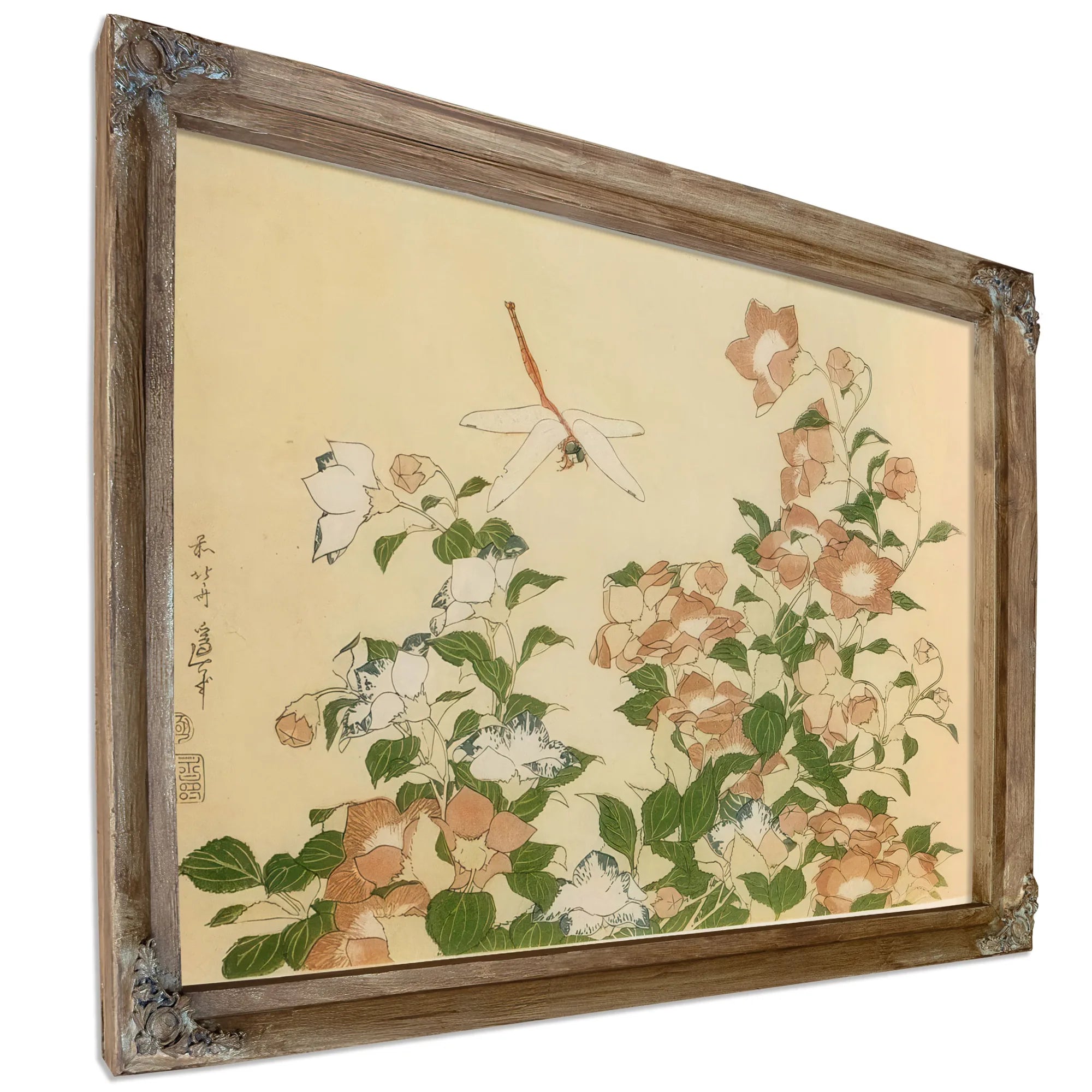 Bell Flower And Dragonfly By Hokusai Fine Art Print