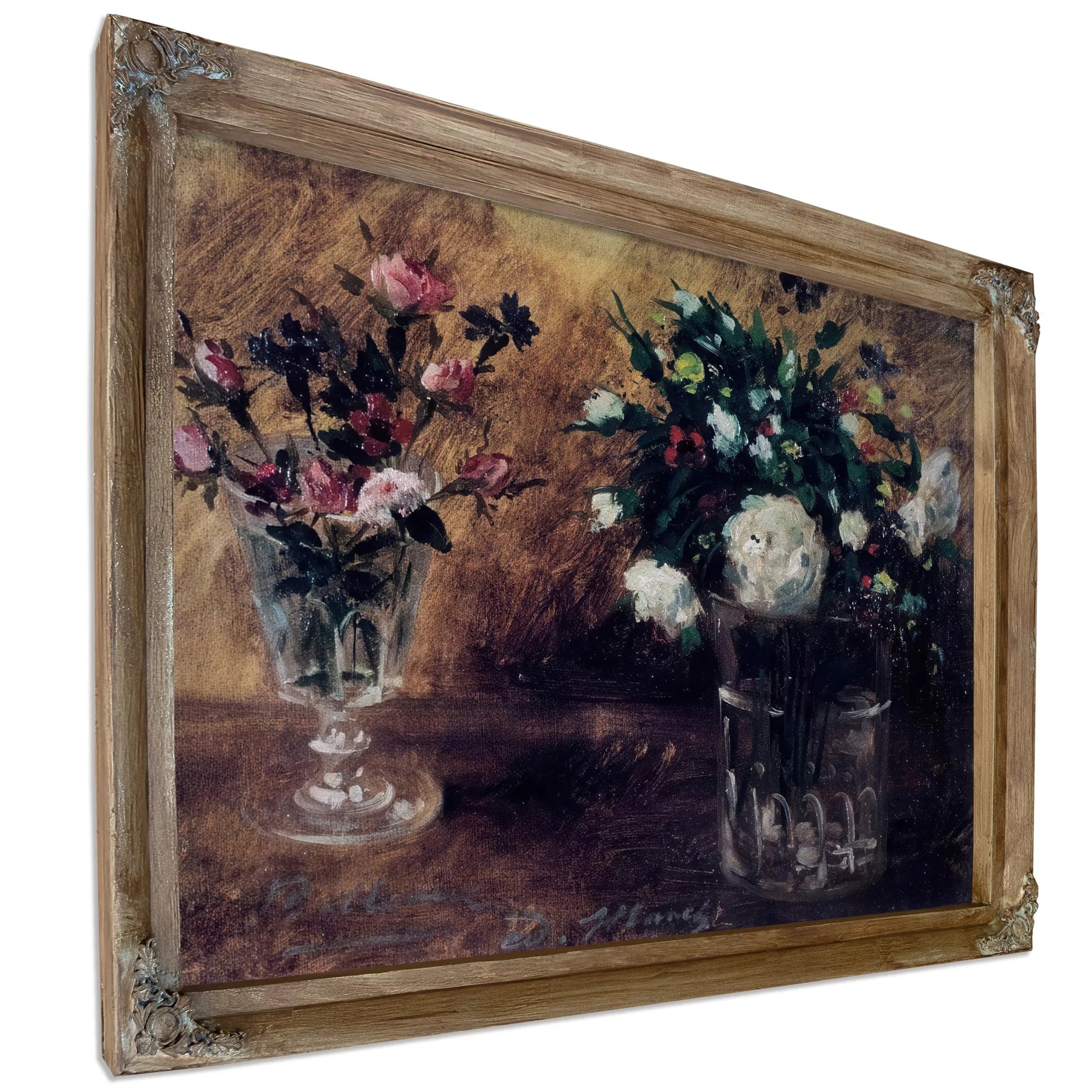 Flowers In Two Glasses By Edouard Manet Fine Art Print
