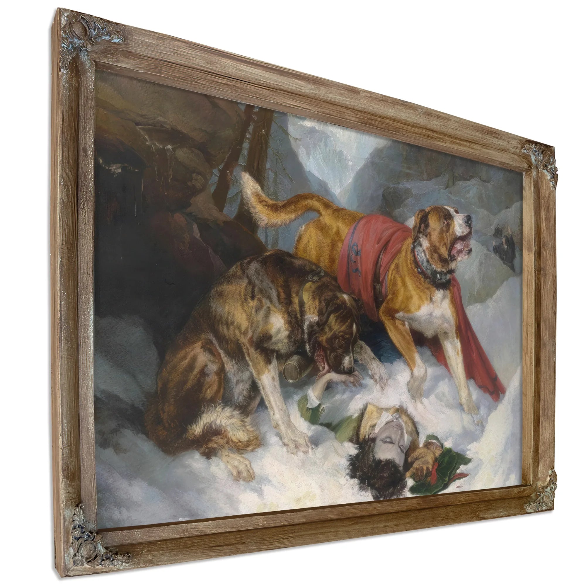 Alpine Mastiffs Reanimating A Distressed By Edwin Landseer Fine Art Print