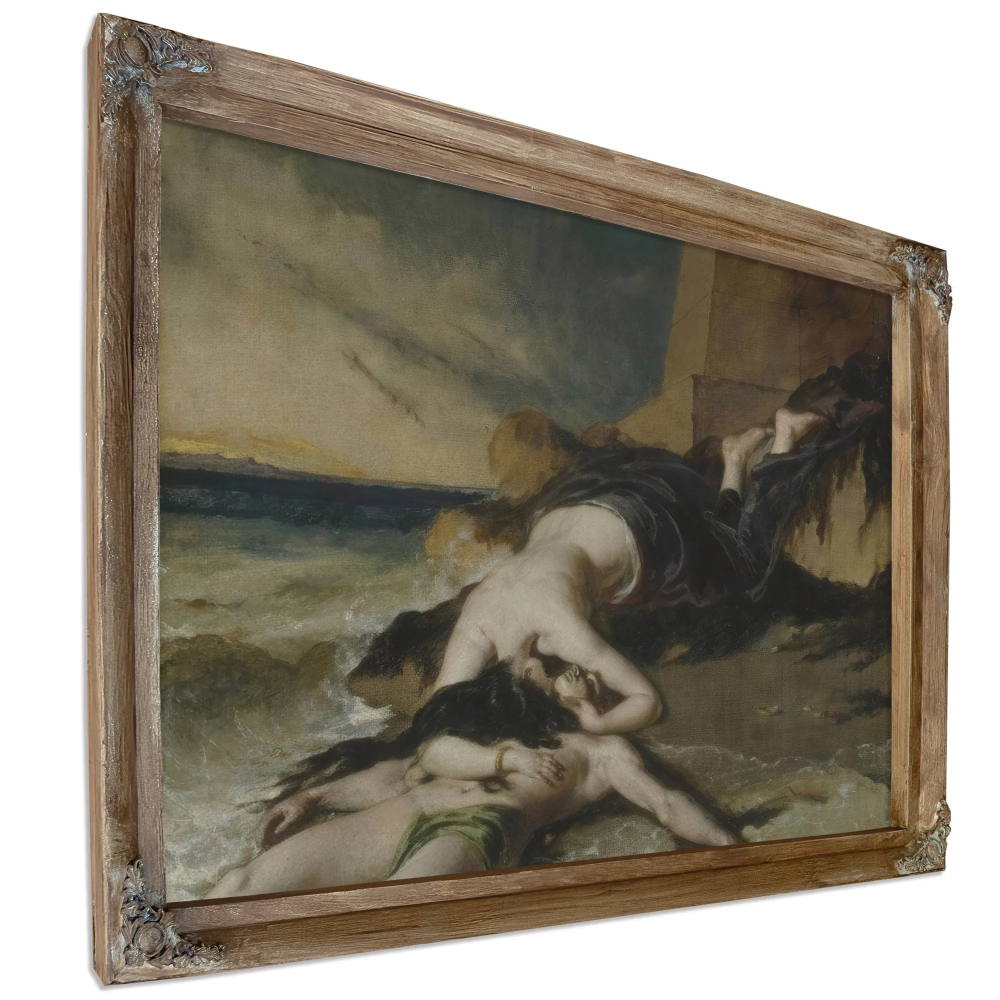 Hero, Having Thrown Herself From The Tower At The Sight Of Leander Drowned, Dies On His Body By William Etty Fine Art Print