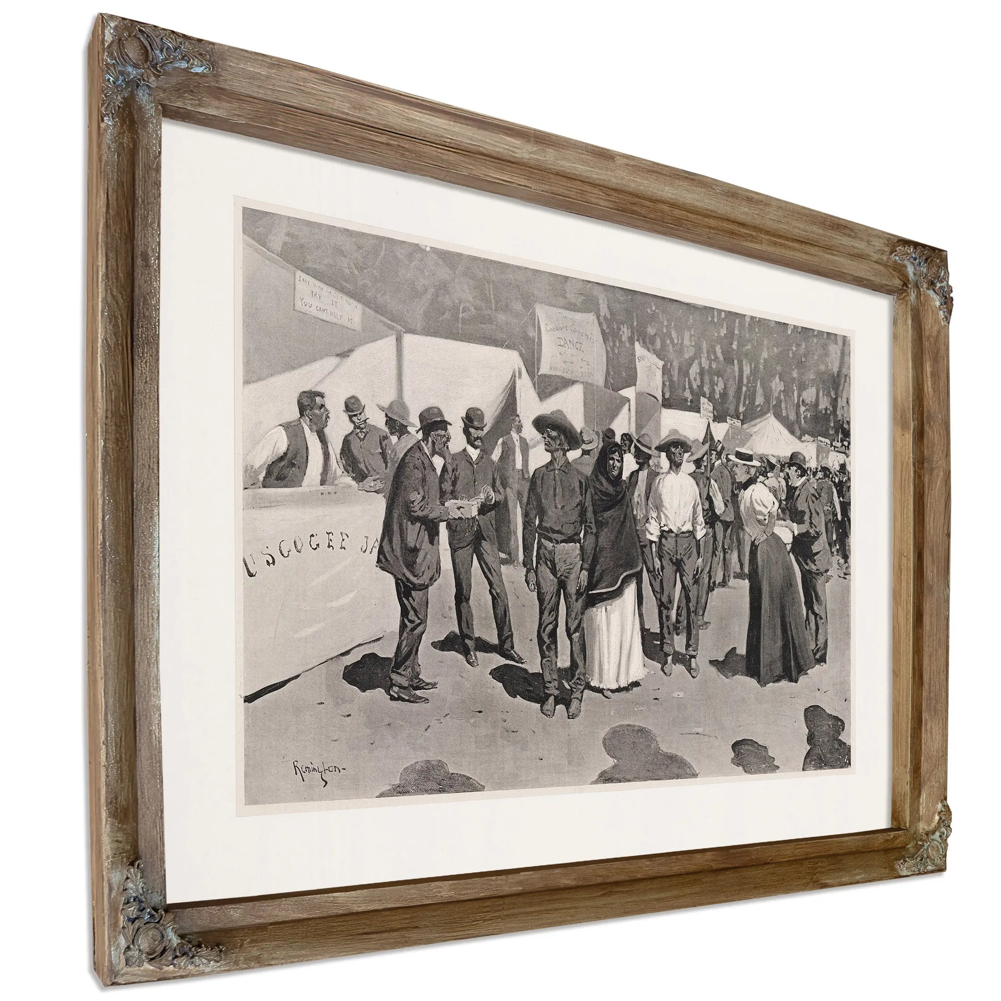 Paying The Indians For The Cherokee Strip Scenes Around The Government Paymasters Quarters by Frederic Remington