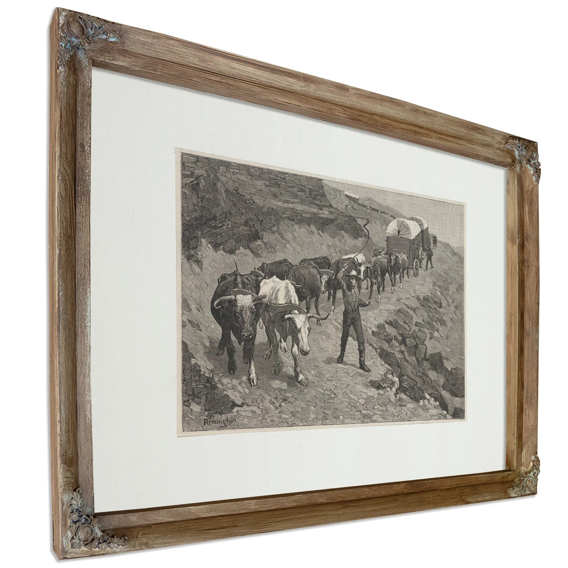 An Ox Train In The Mountains by Frederic Remington