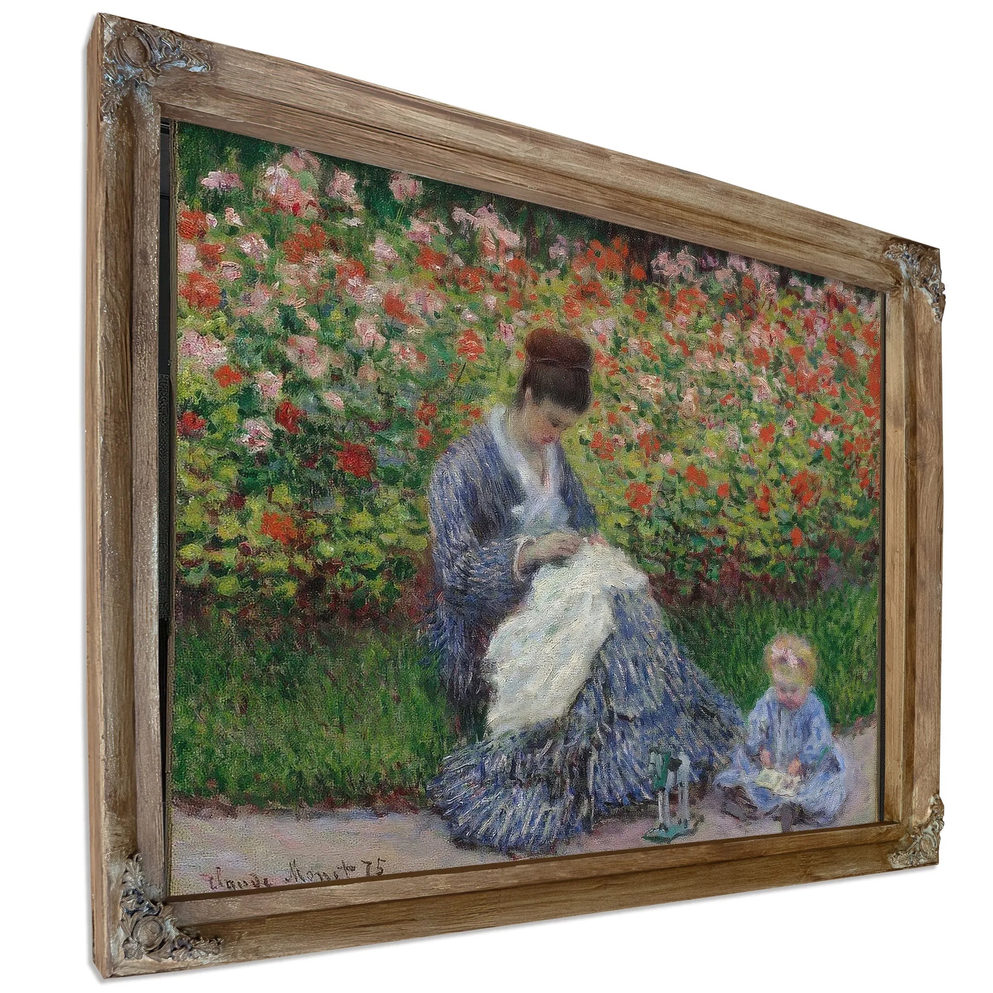 Camille Monet And A Child In The Garden In Argenteuil 1875 By Claude Monet Fine Art Print