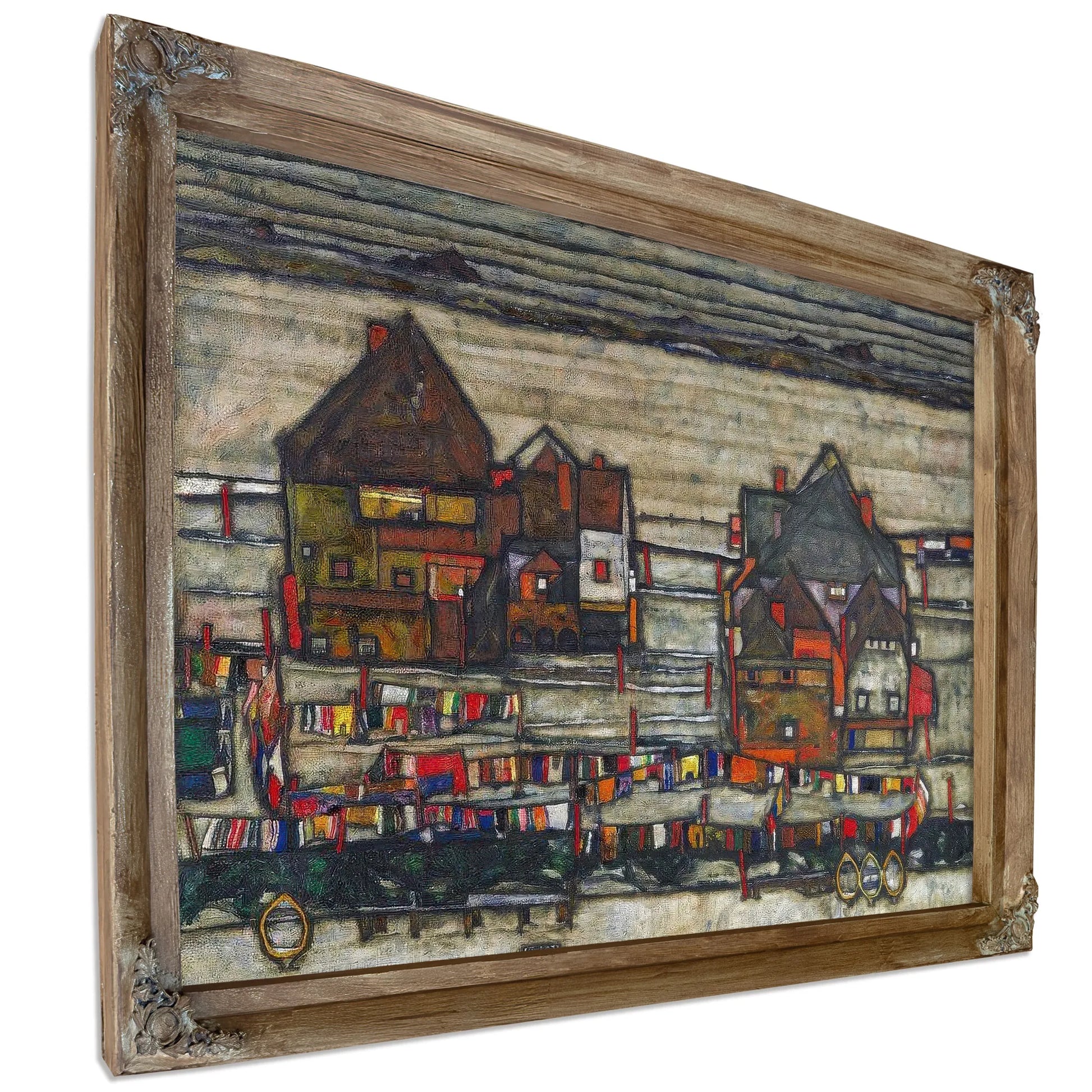 Houses With Laundry Seeburg Ha User Mit Bunter Wa Sche 1914 Pc By Egon Schiele Fine Art Print
