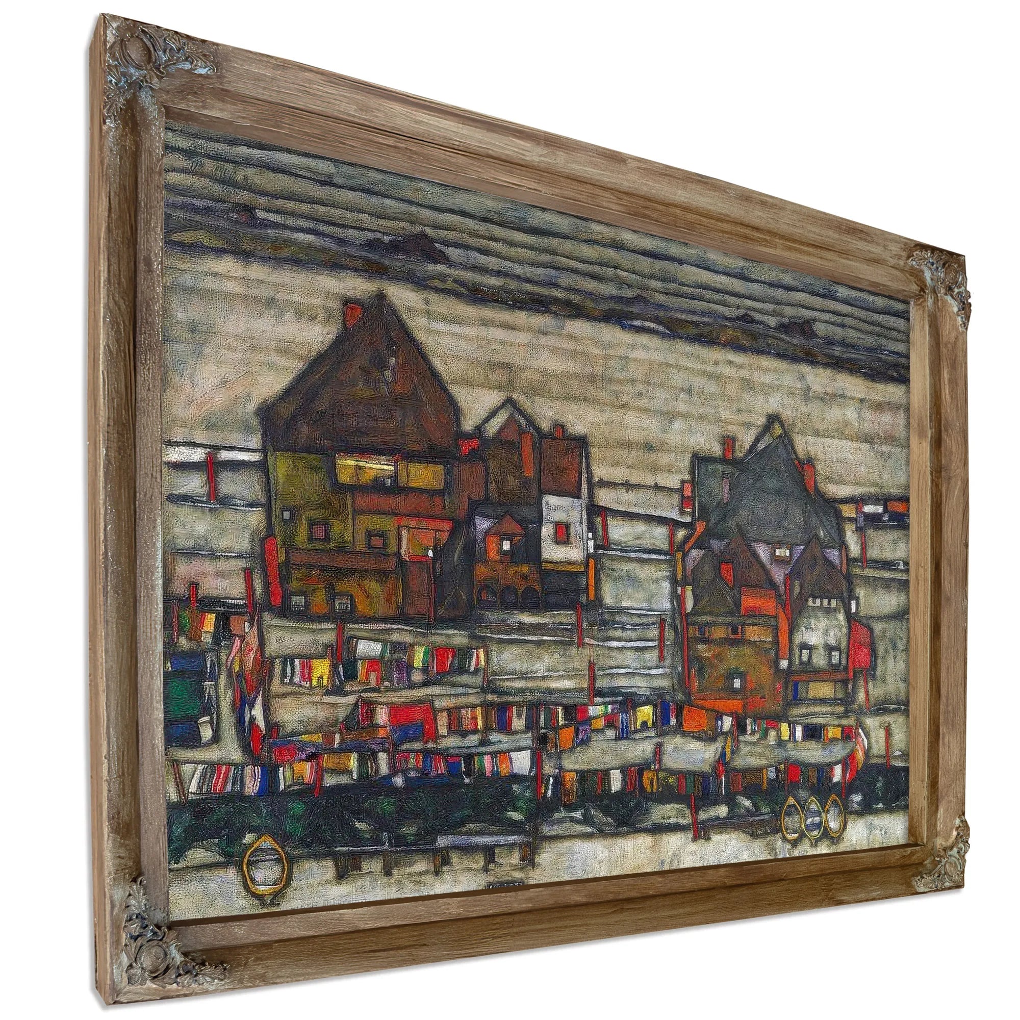 Houses With Laundry Seeburg Ha User Mit Bunter Wa Sche 1914 Pc By Egon Schiele Fine Art Print