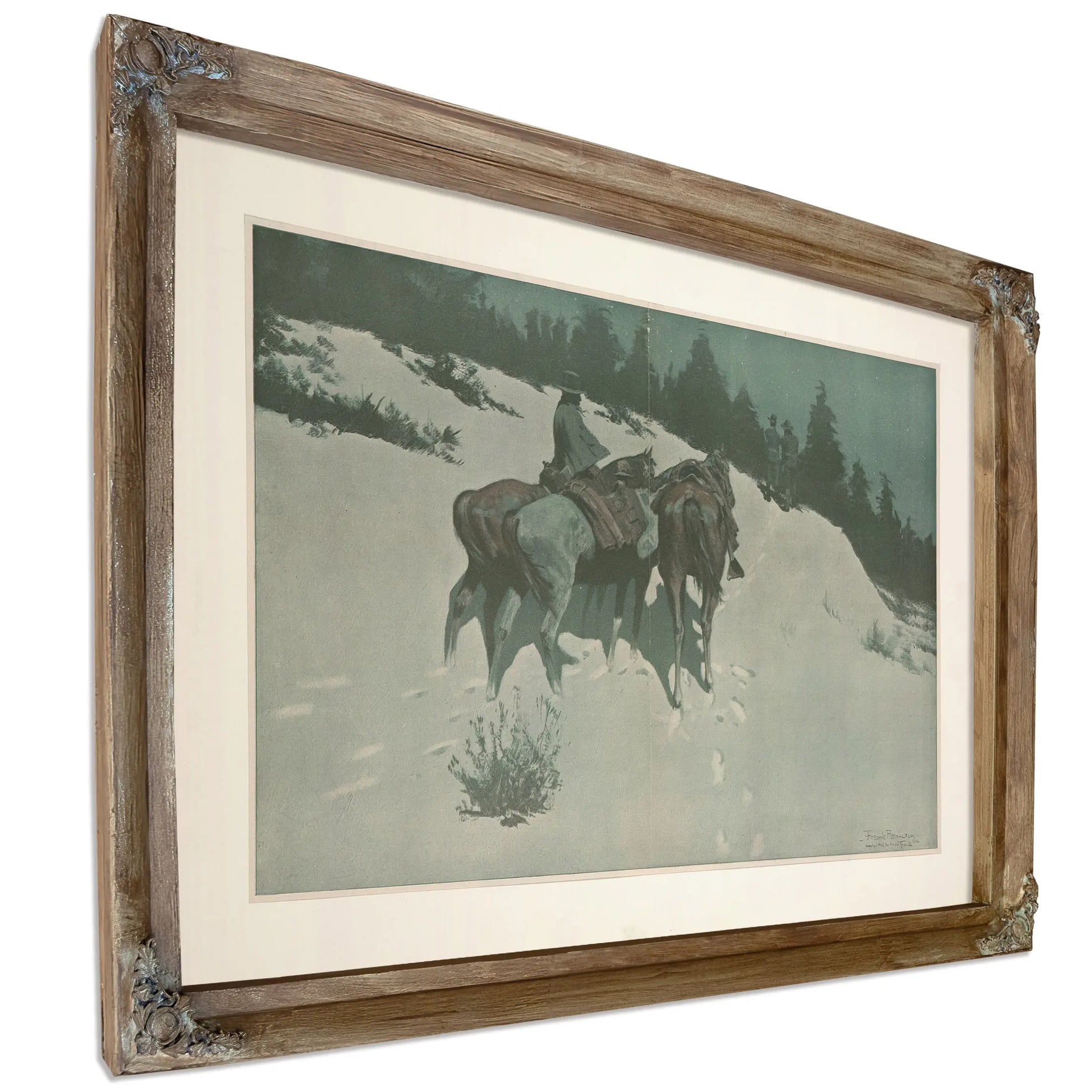 A Reconnaissance A Cavalry Officer With His White Scout Viewing Hostile Indian Country By Moonlight by Frederic Remington