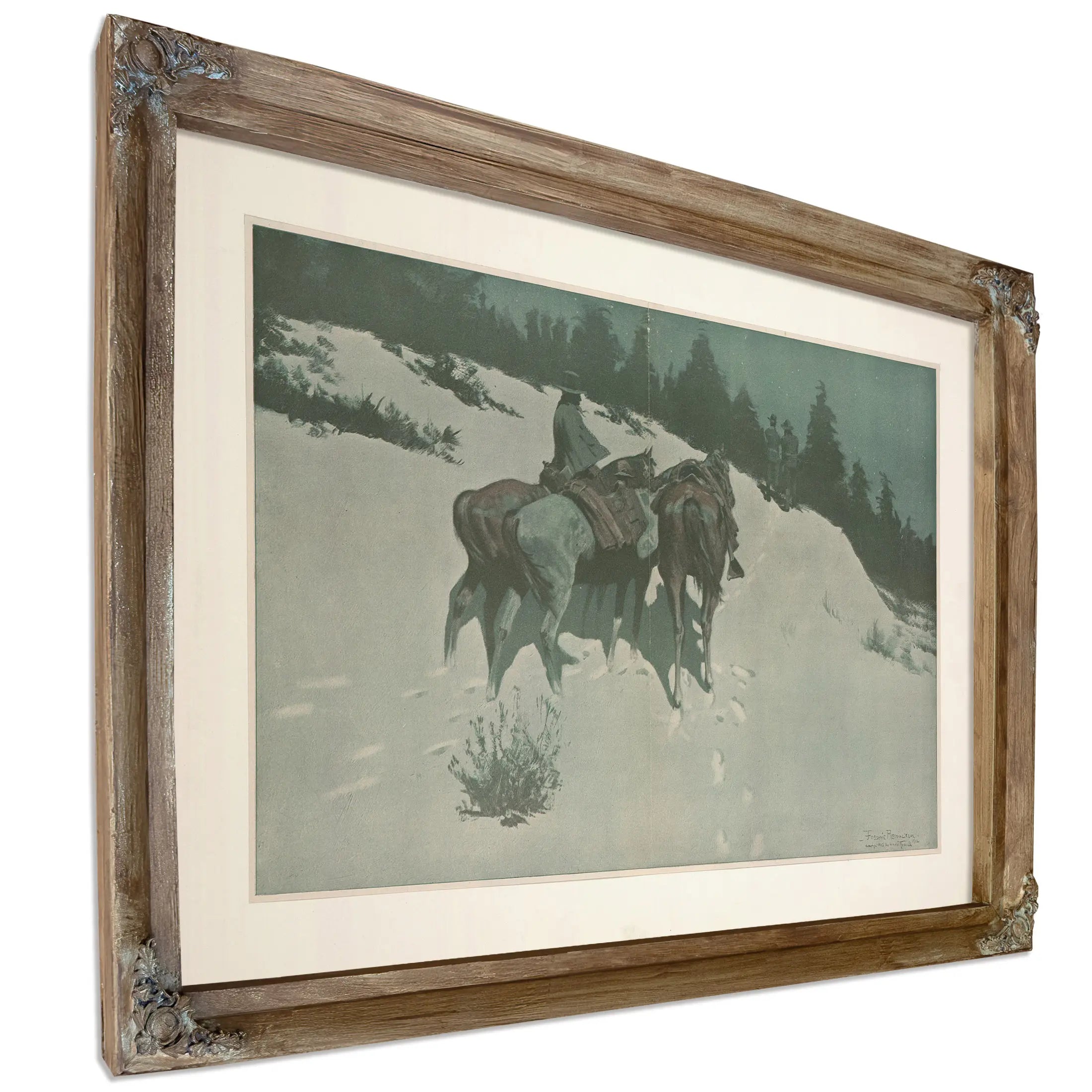 A Reconnaissance A Cavalry Officer With His White Scout Viewing Hostile Indian Country By Moonlight by Frederic Remington