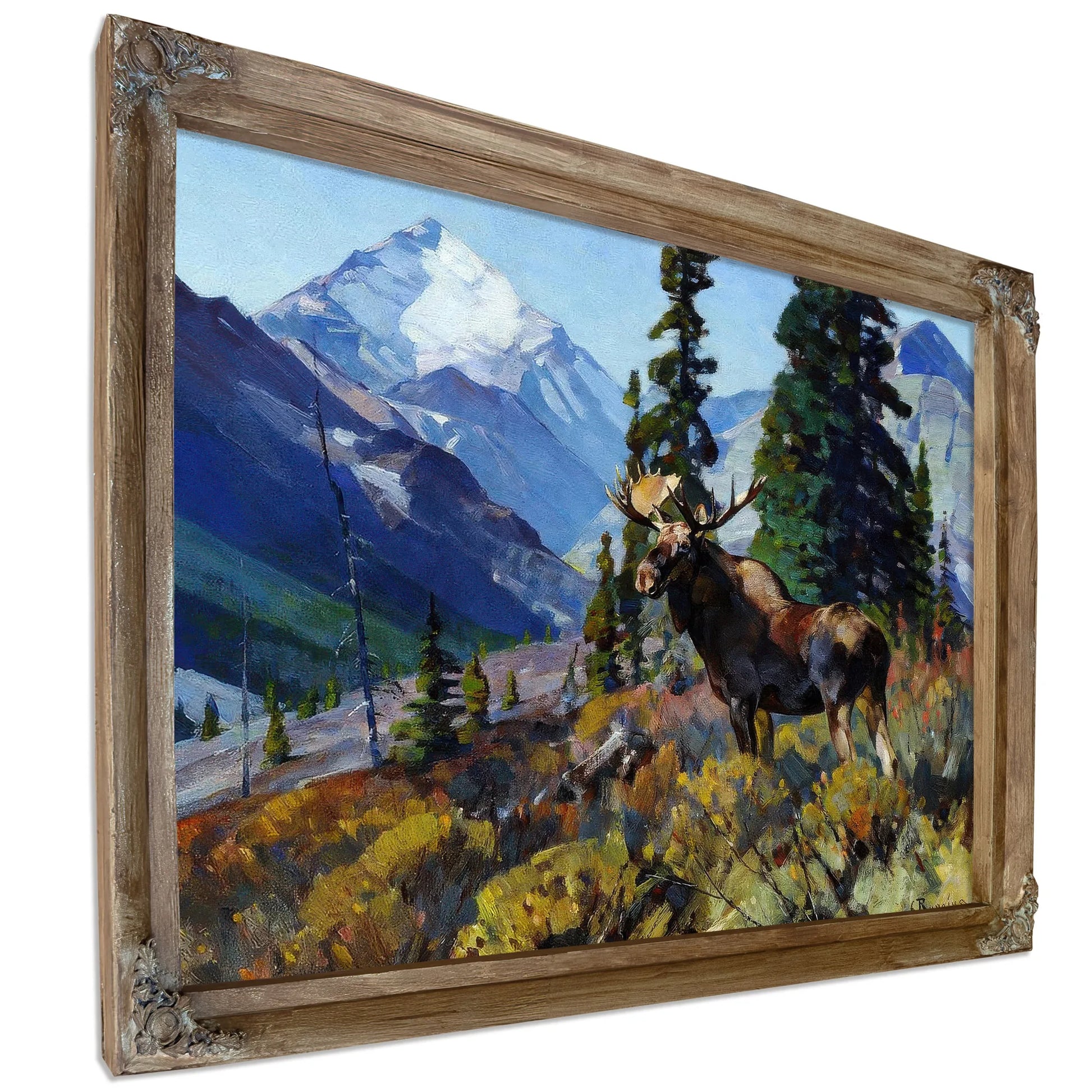 Moose On The Head Of Ram River By Carl Rungius Fine Art Print