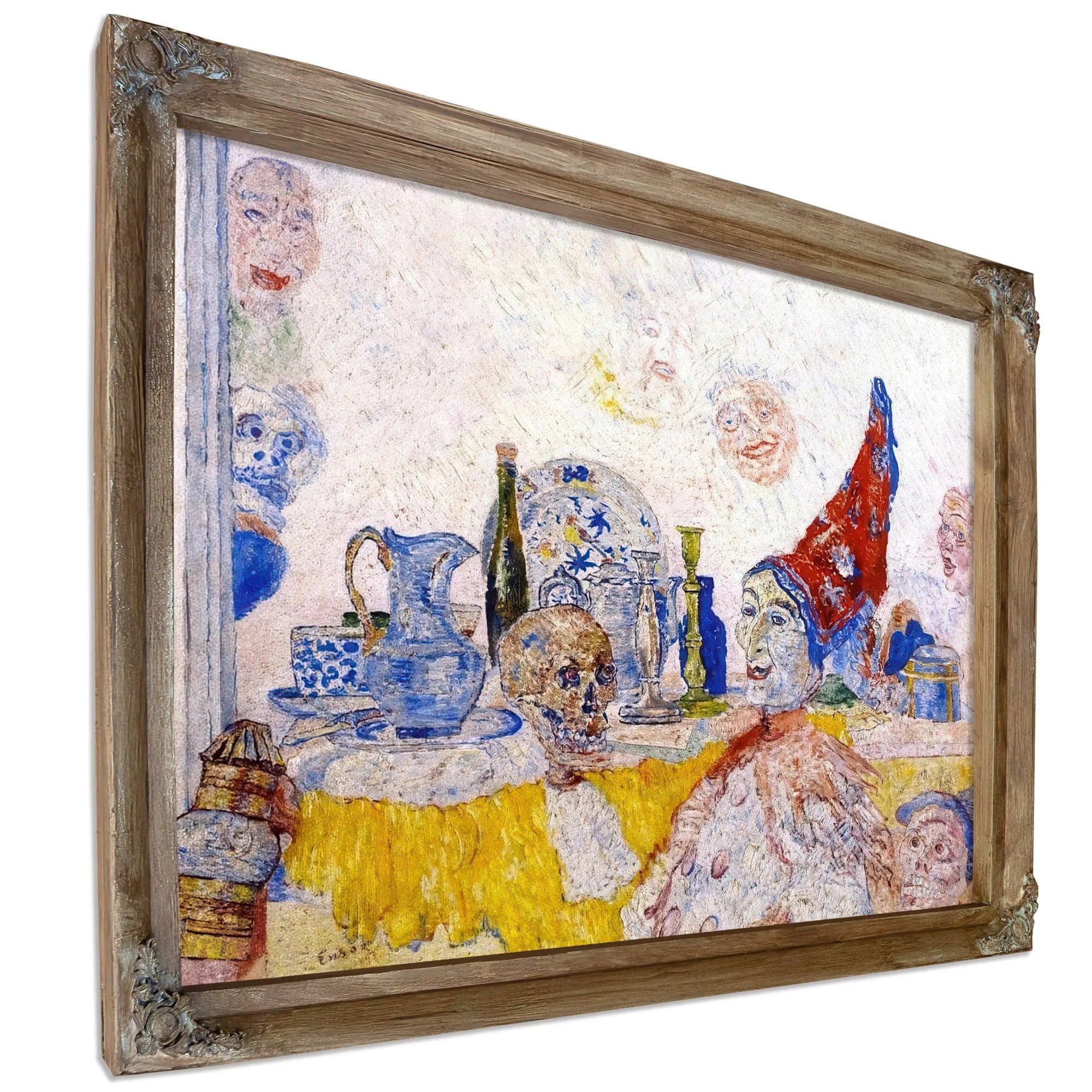 Pierrot And Skeleton In A Yellow Robe By James Ensor Fine Art Print