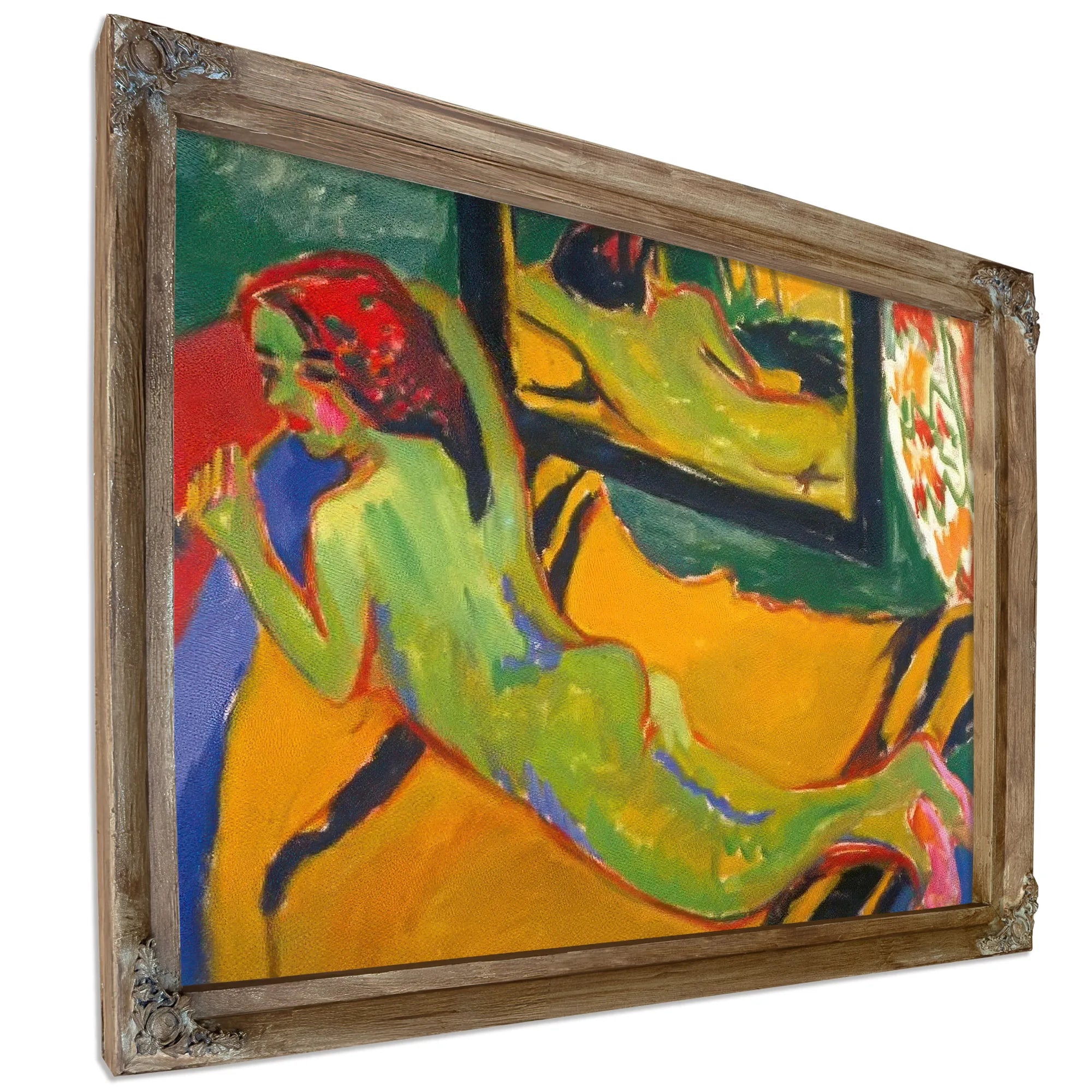 Reclining Nude In Front Of The Mirror ( With Pipe) By Ernst Ludwig Kirchner Fine Art Print