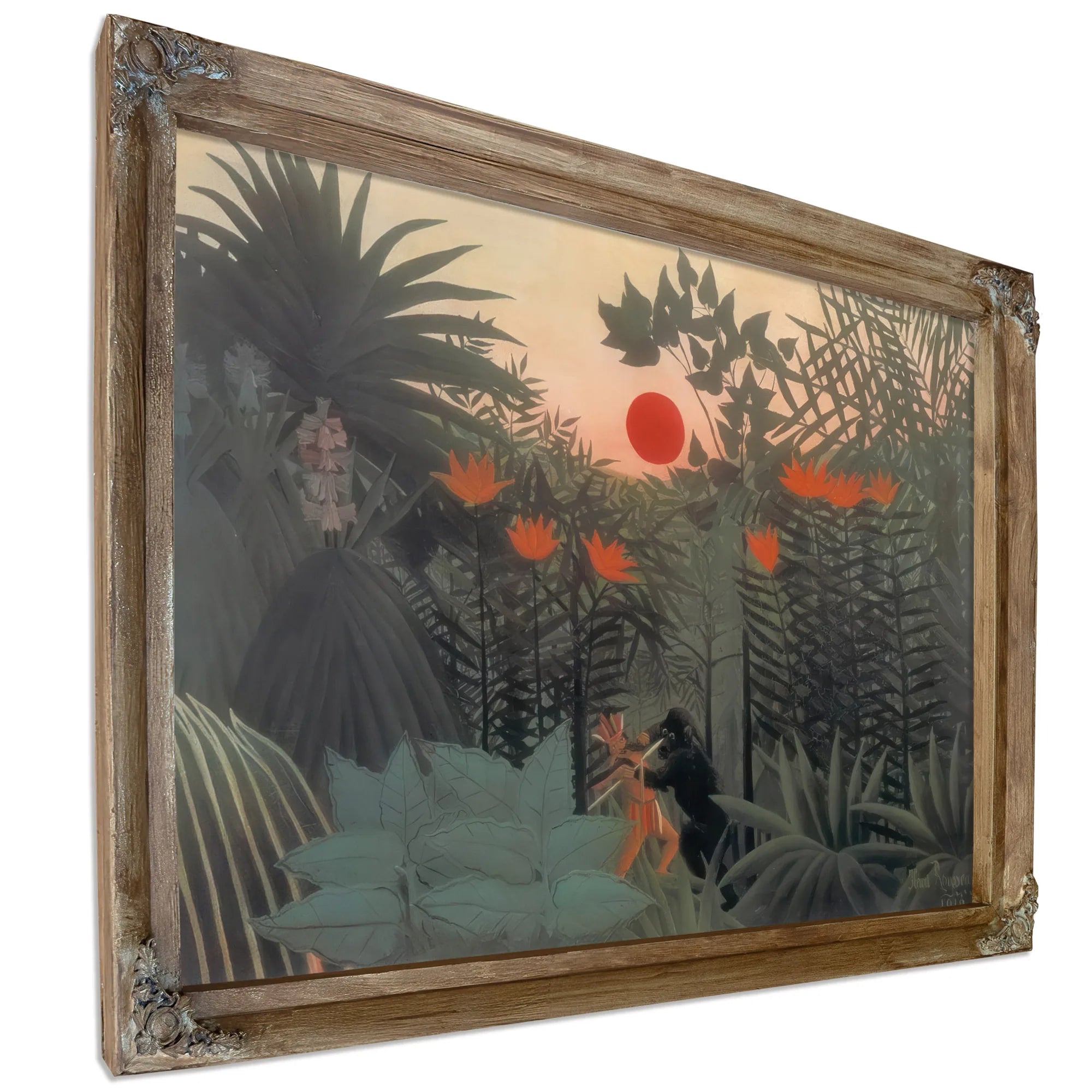 Exotic Landscape Fight Between Gorilla And Indian 1910 By Henri Rousseau Fine Art Print