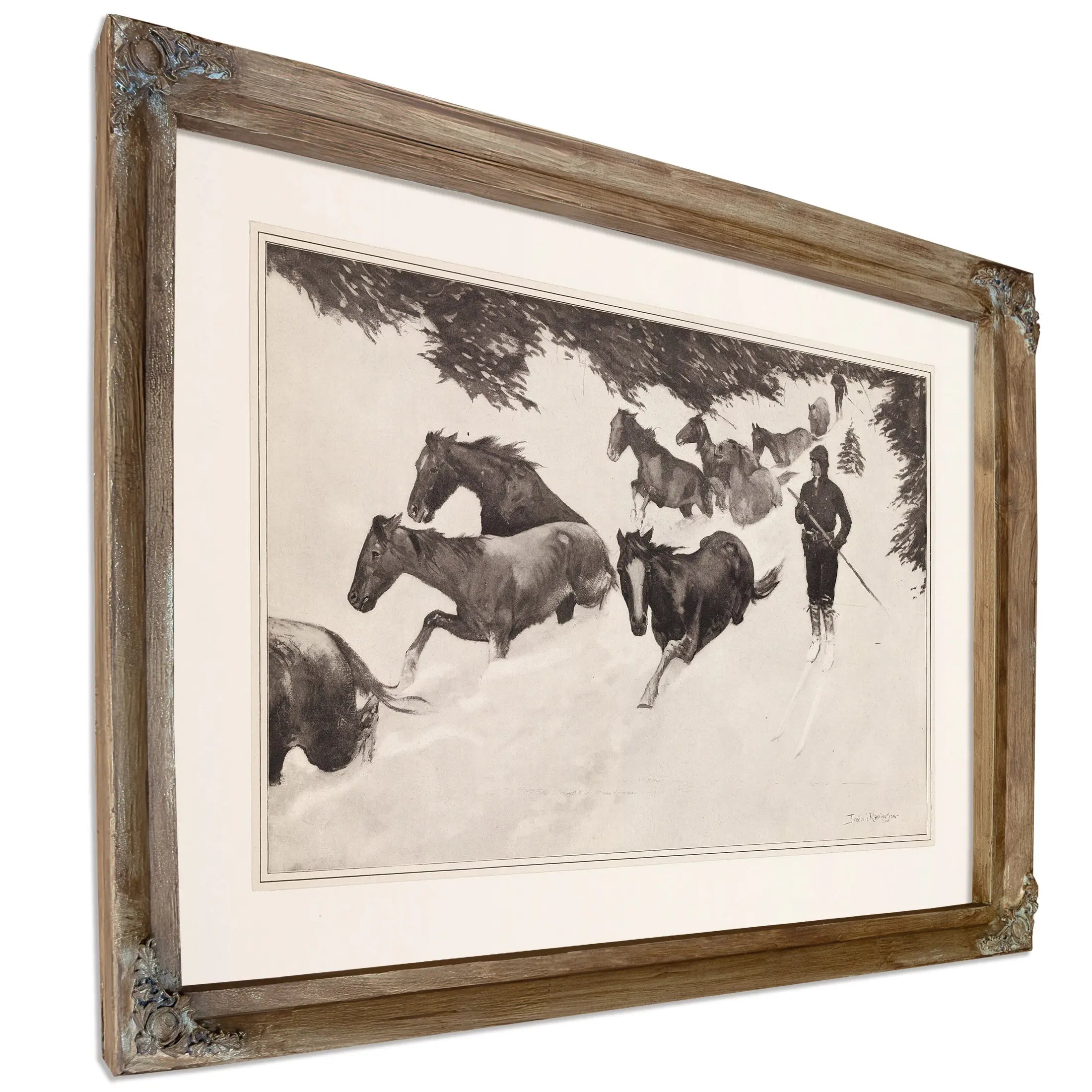 Working Snow Bound Ponies Out Of The Mountains by Frederic Remington