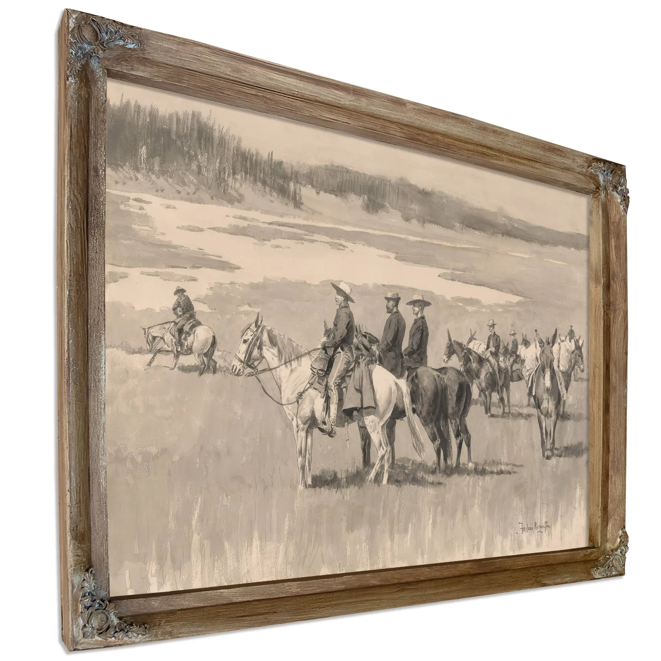 On The Headwatersburgess Finding A Ford Ca  by Frederic Remington