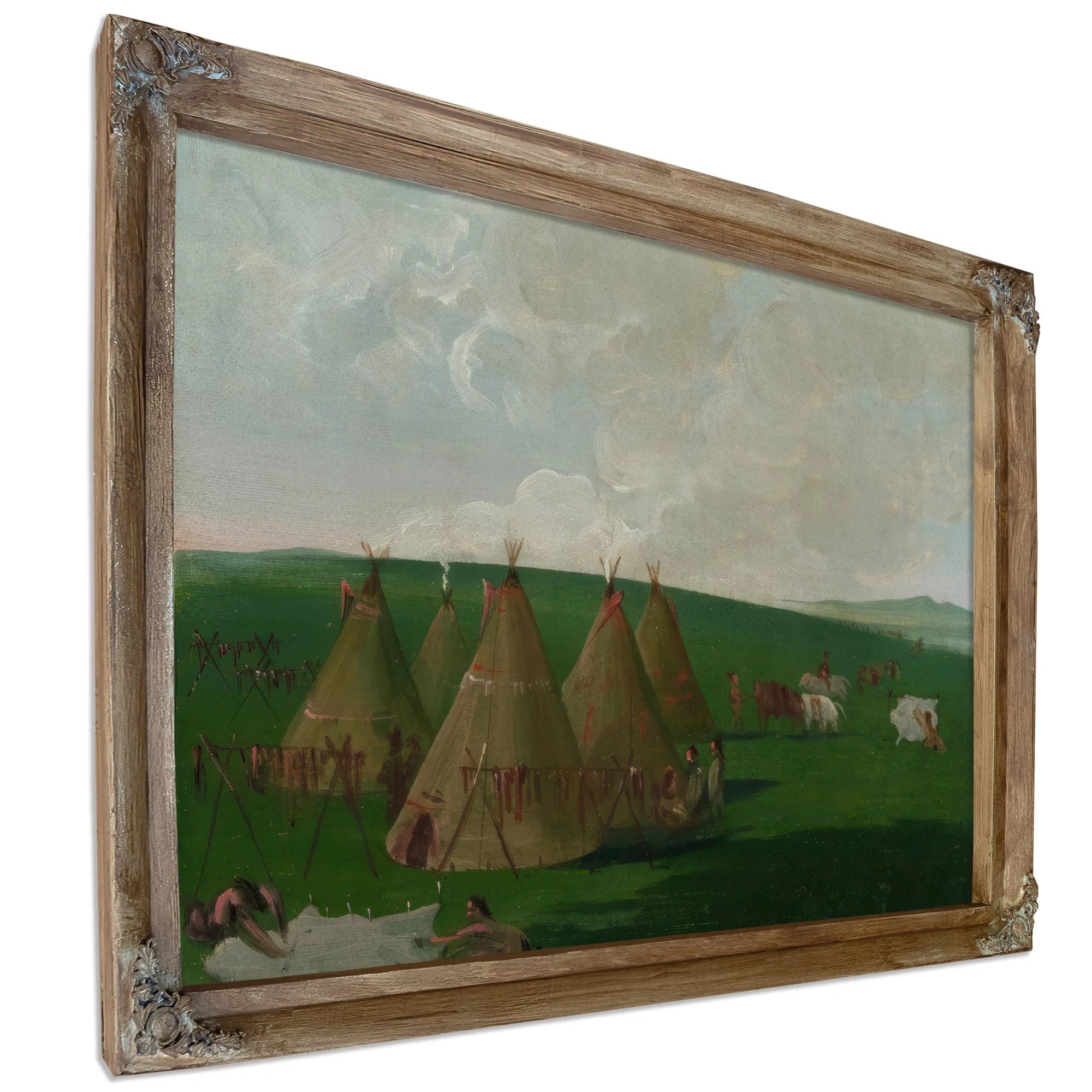 Sioux Encamped On The Upper Missouri, Dressing Buffalo Meat And Robes By George Catlin Fine Art Print