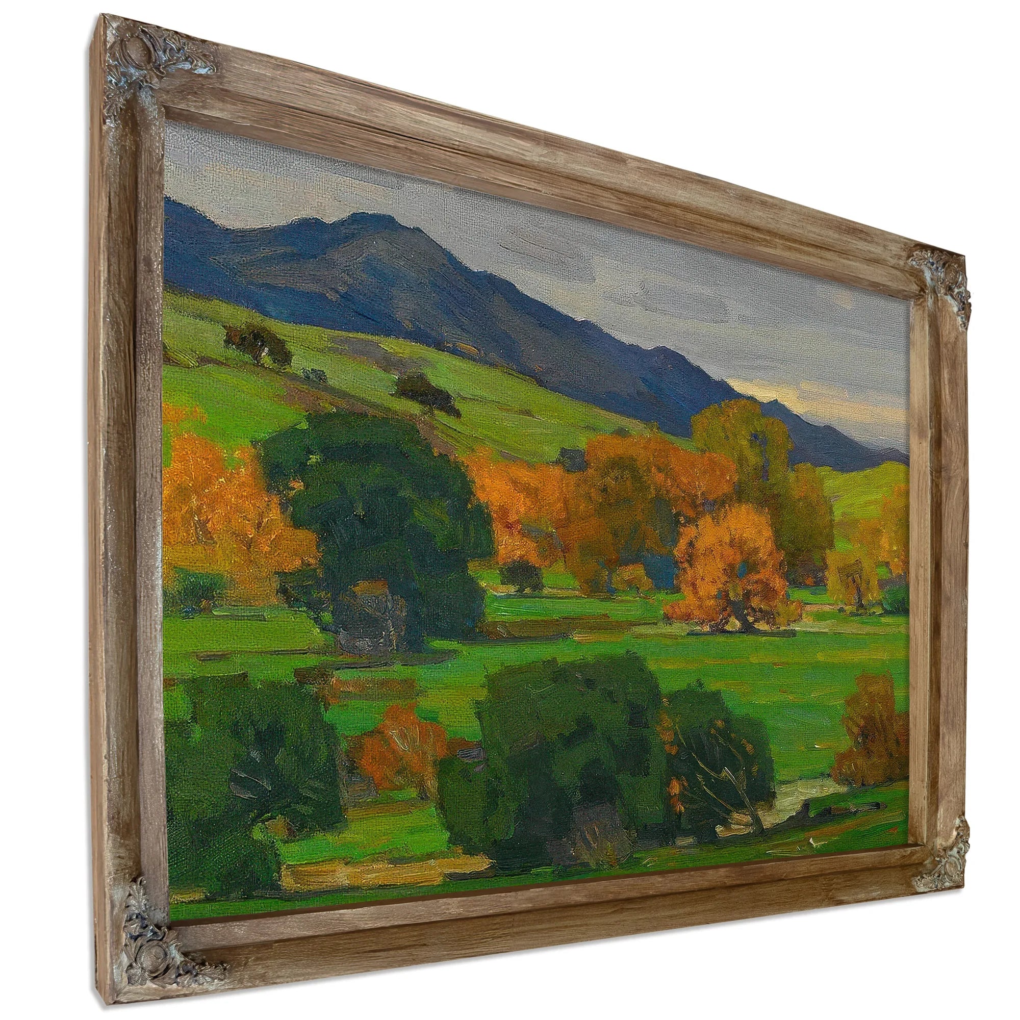 California Landscape Depicting Autumn Oaks On A Rolling Hillside With Mountains Beyond 1924 By William Wendt Fine Art Print