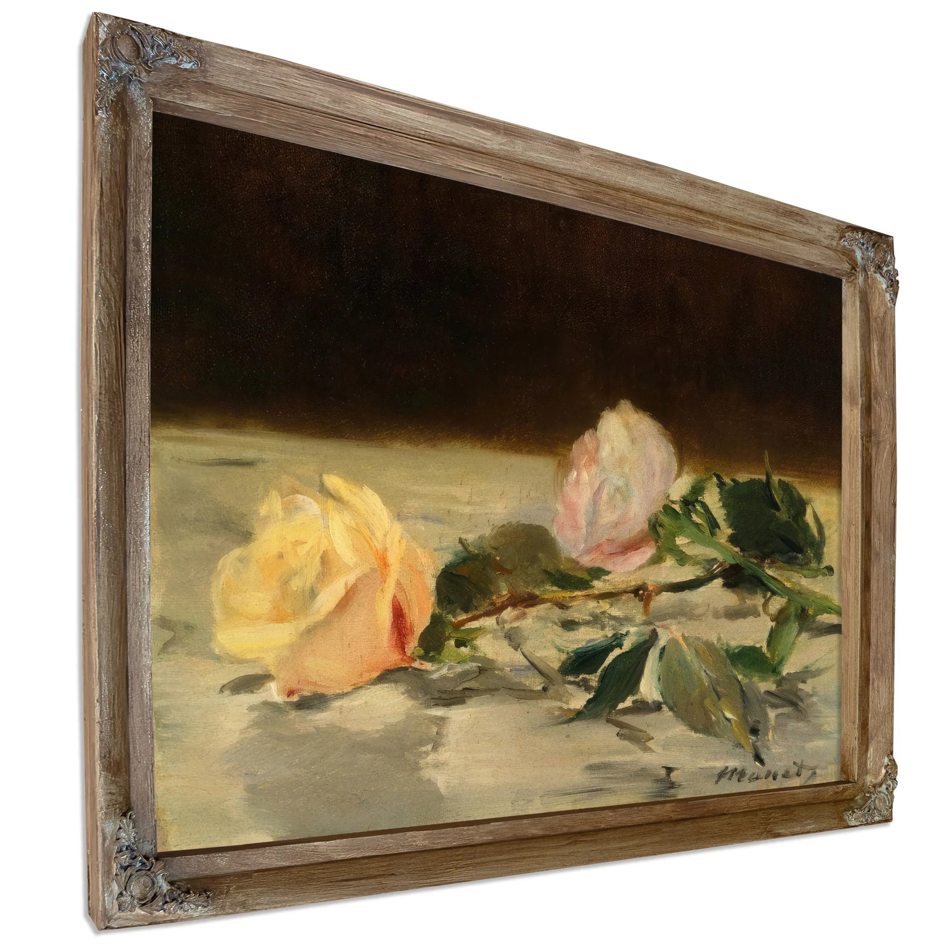 Two Roses On A Tablecloth By Edouard Manet Fine Art Print