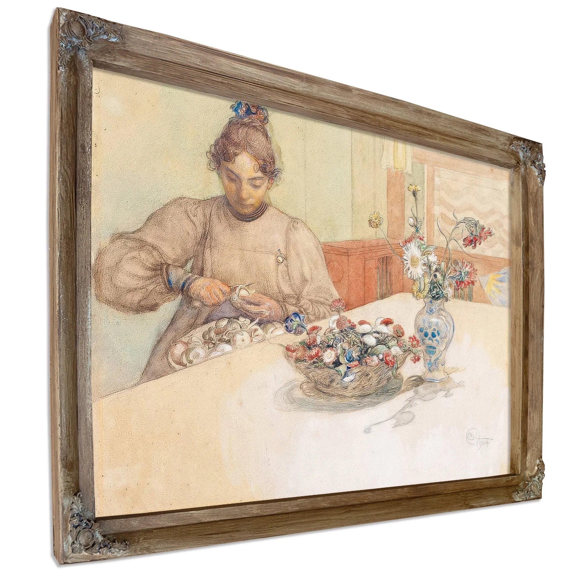 Karin Peeling Apples By Carl Larsson Fine Art Print