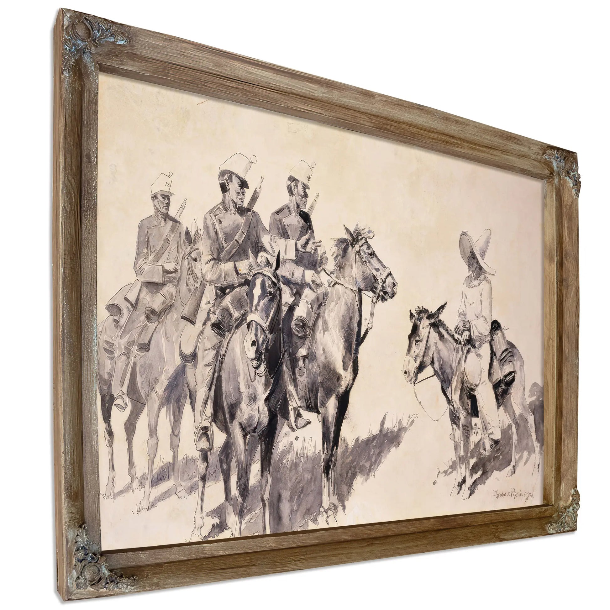 Mexican Gendarmes Asking The Way  by Frederic Remington