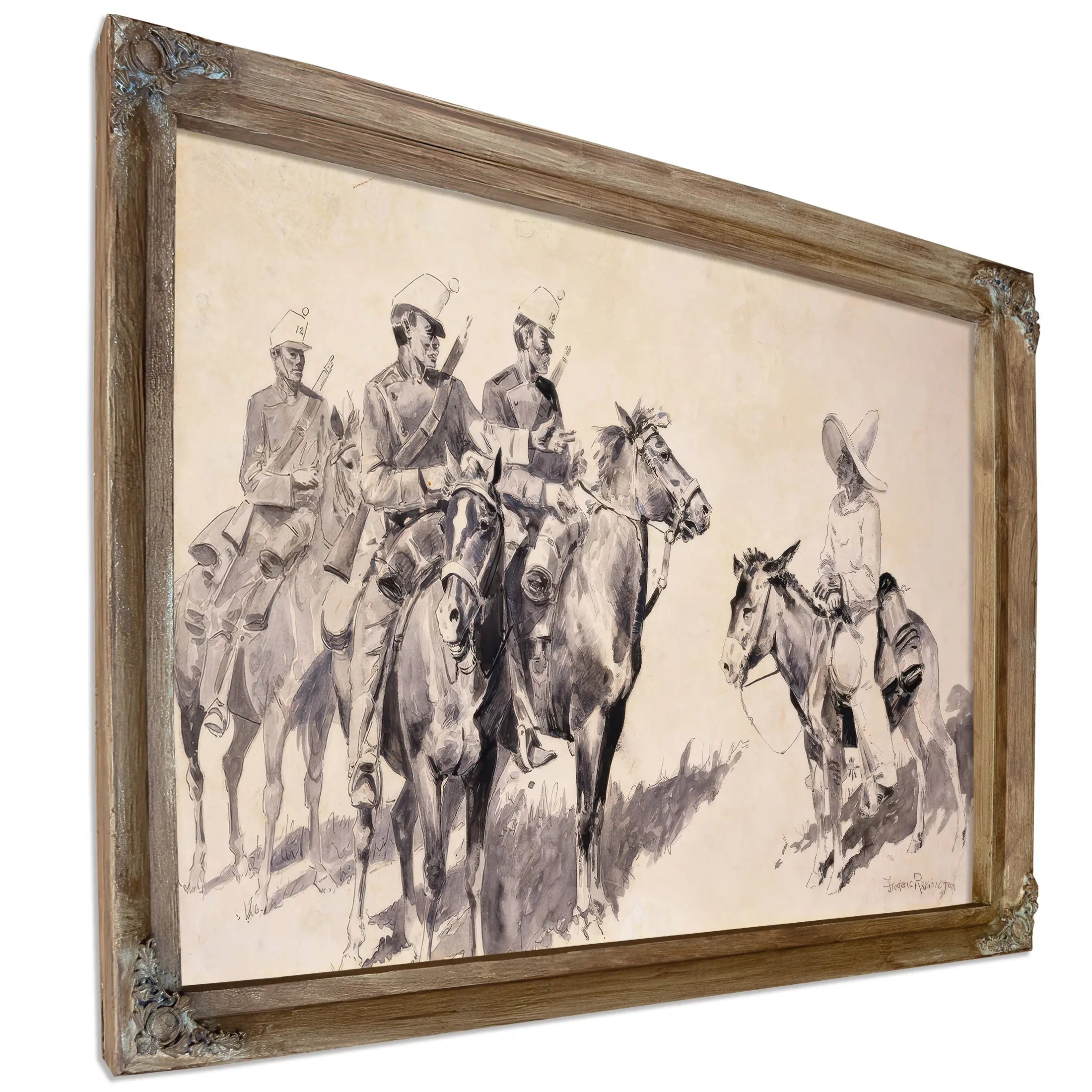 Mexican Gendarmes Asking The Way  by Frederic Remington